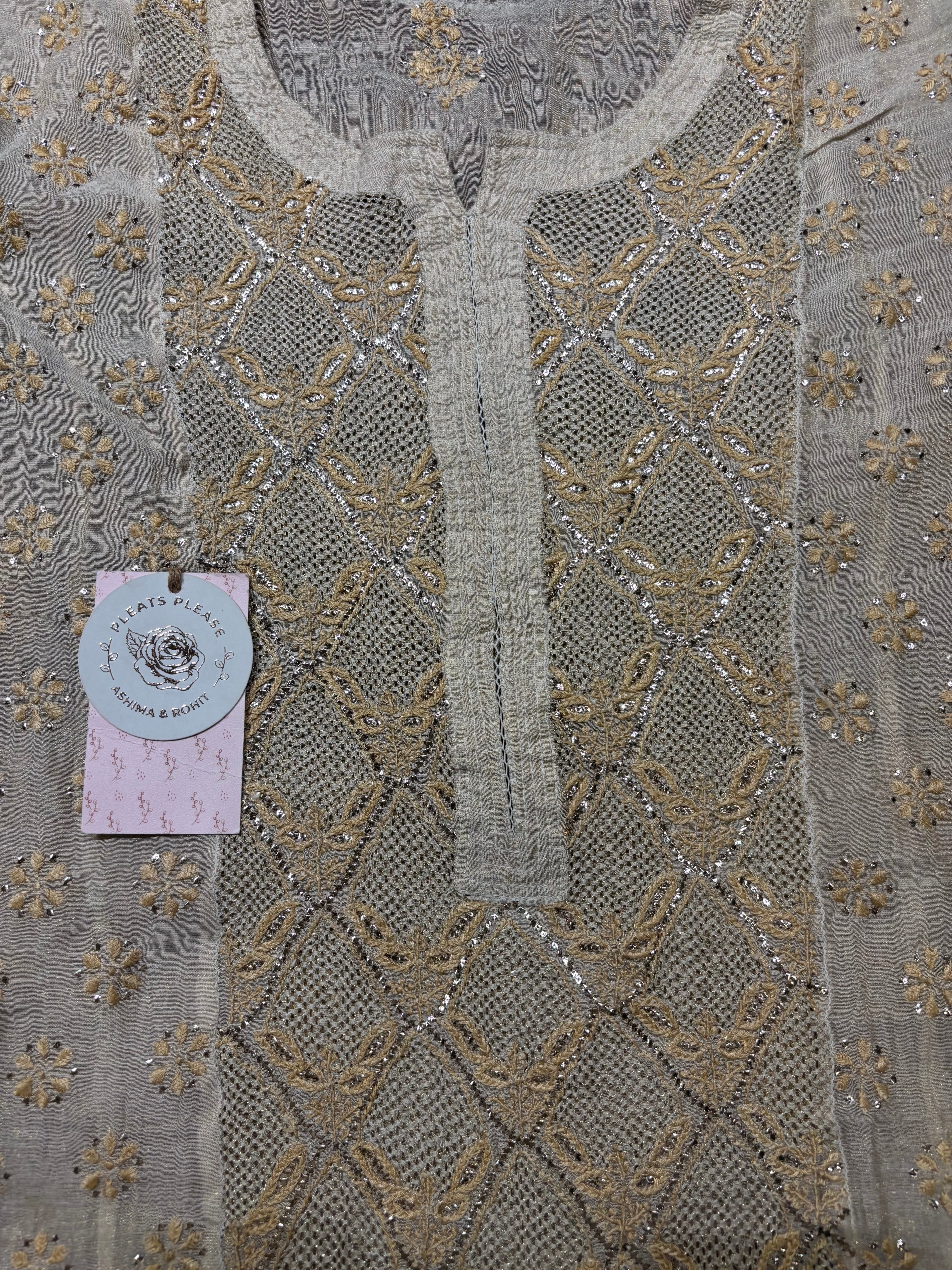 Dyeable Pure and Premium Tissue Chikankari Kurta and Dupatta set