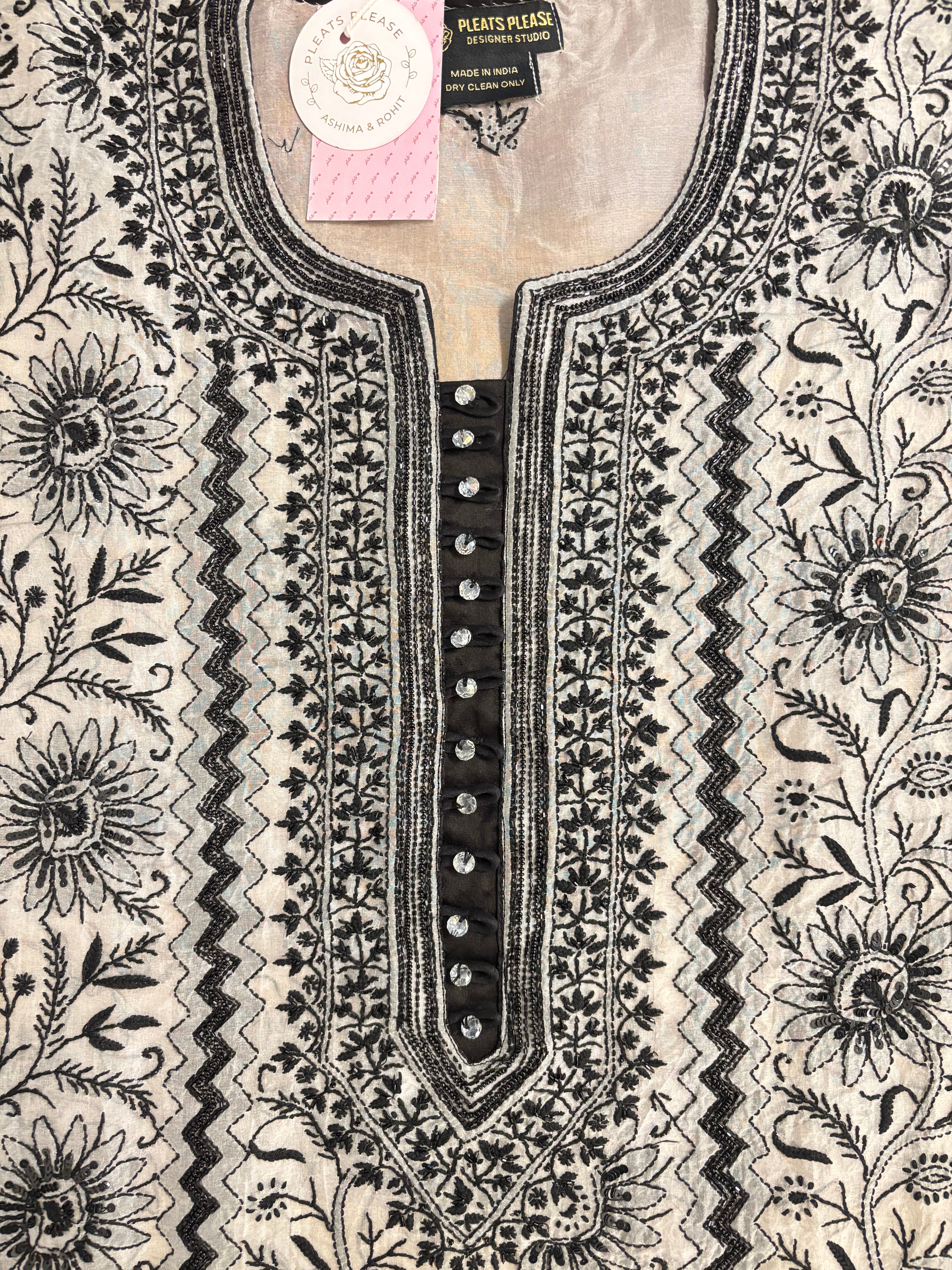 Dyeable Pure Organza Chikankari Kurta & Dupatta