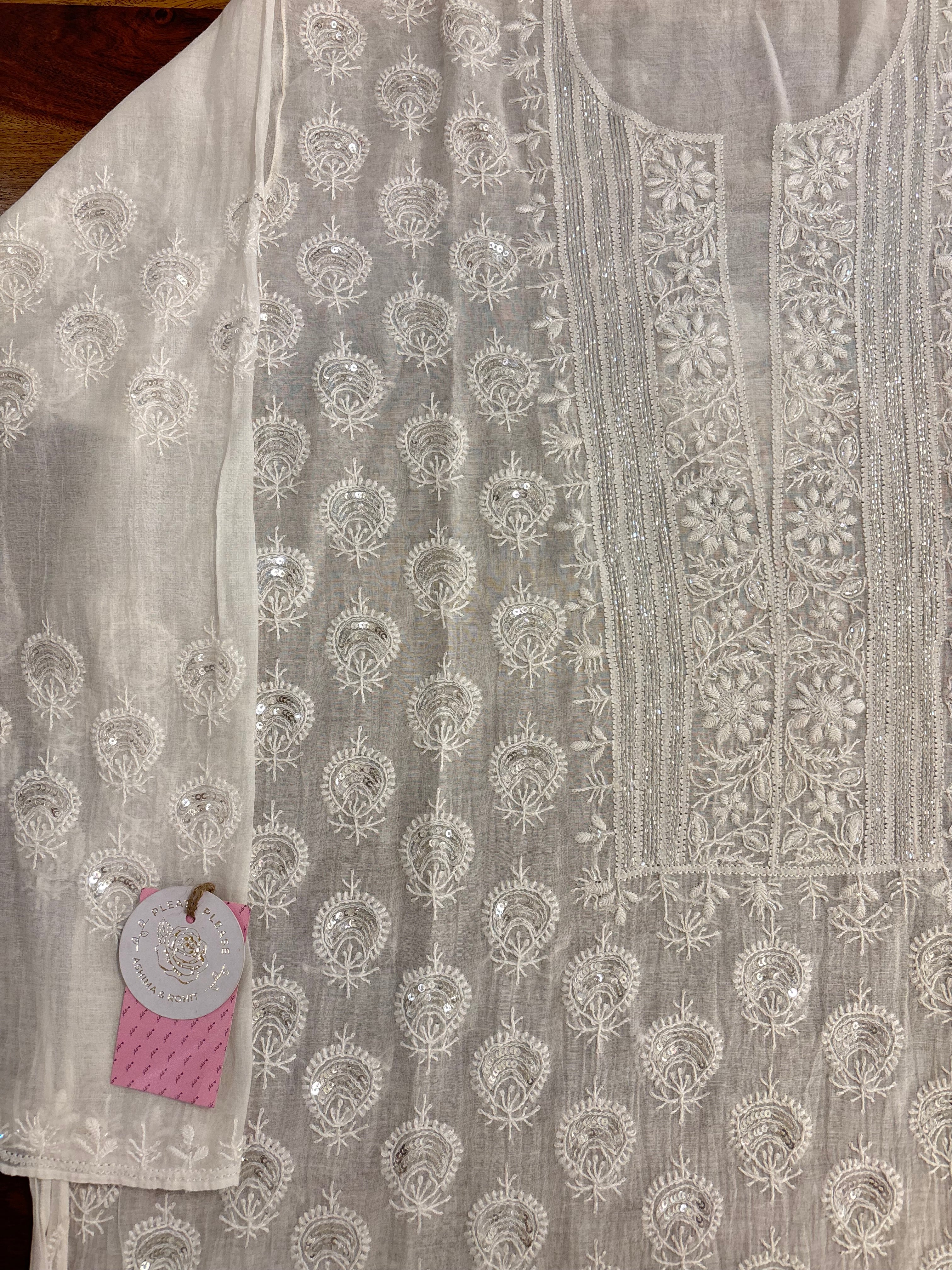 Dyeable Chanderi Chikankari Kurta & Dupatta