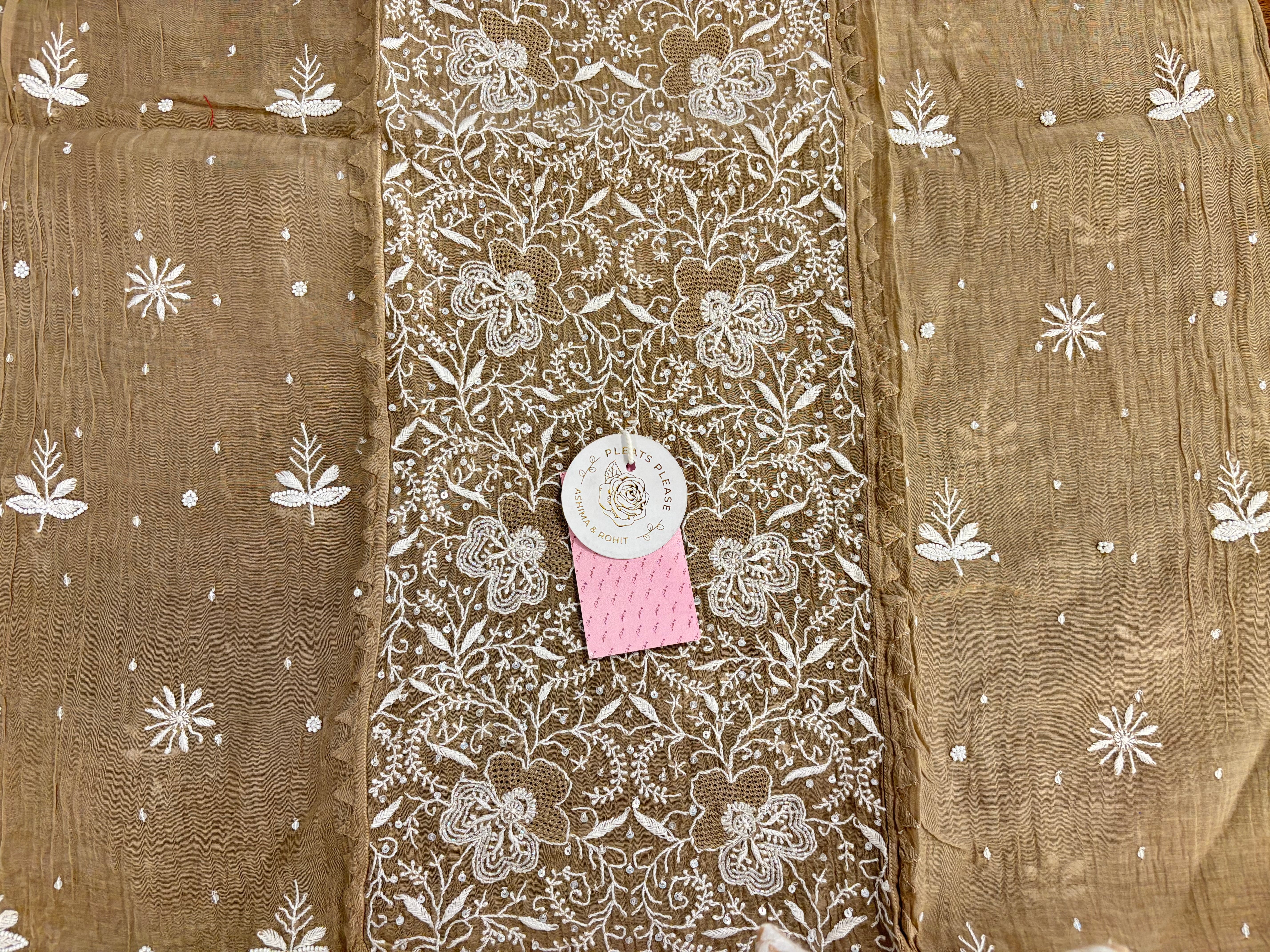 Camel Brown Chanderi Mul Chikankari Kurta & Dupatta