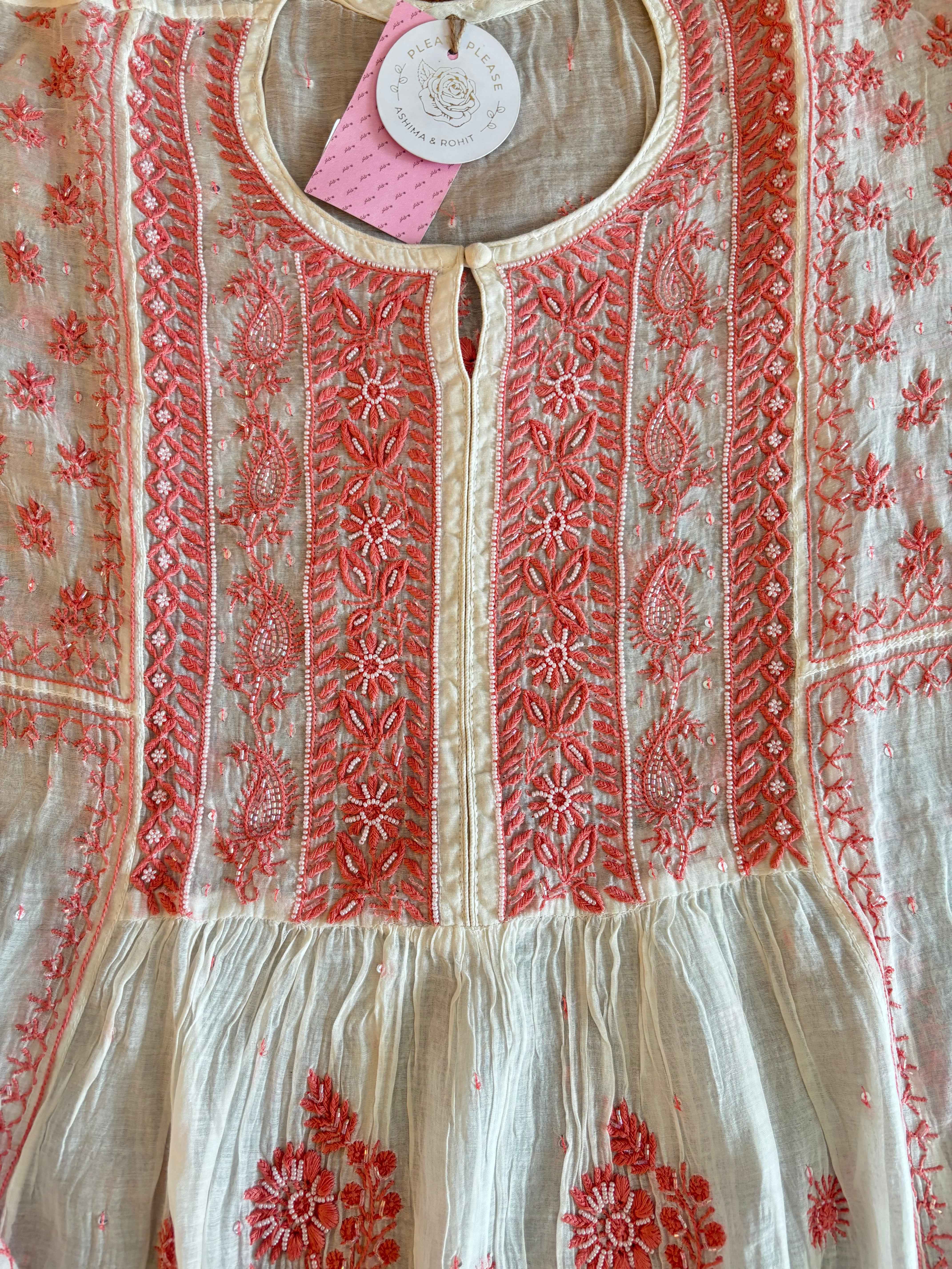 Dyeable Front Tucks Chikankari Kurta & Dupatta