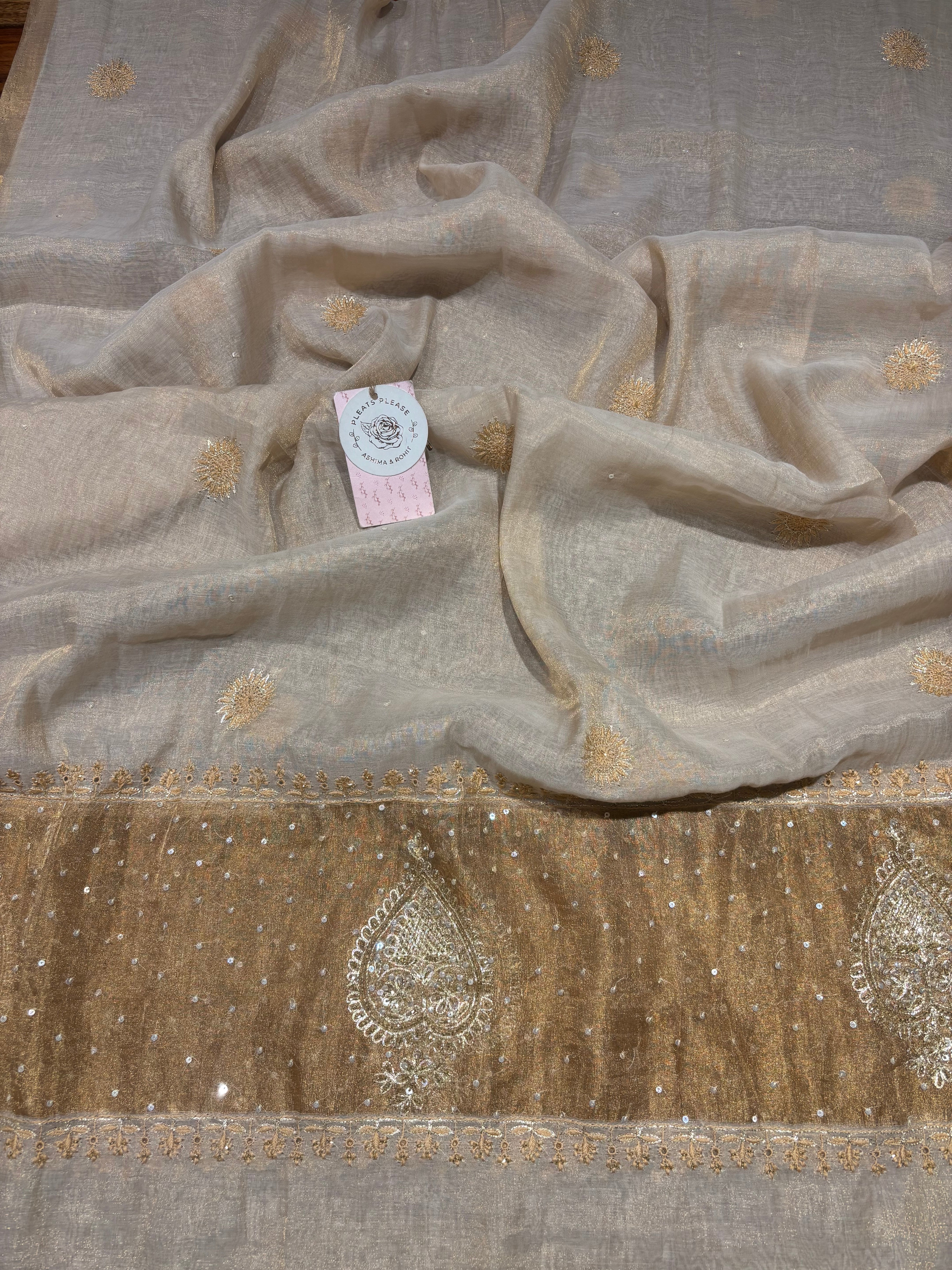 Dyeable Pure & Premium Tissue Chikankari Kalidar Angrakha & Dupatta Set