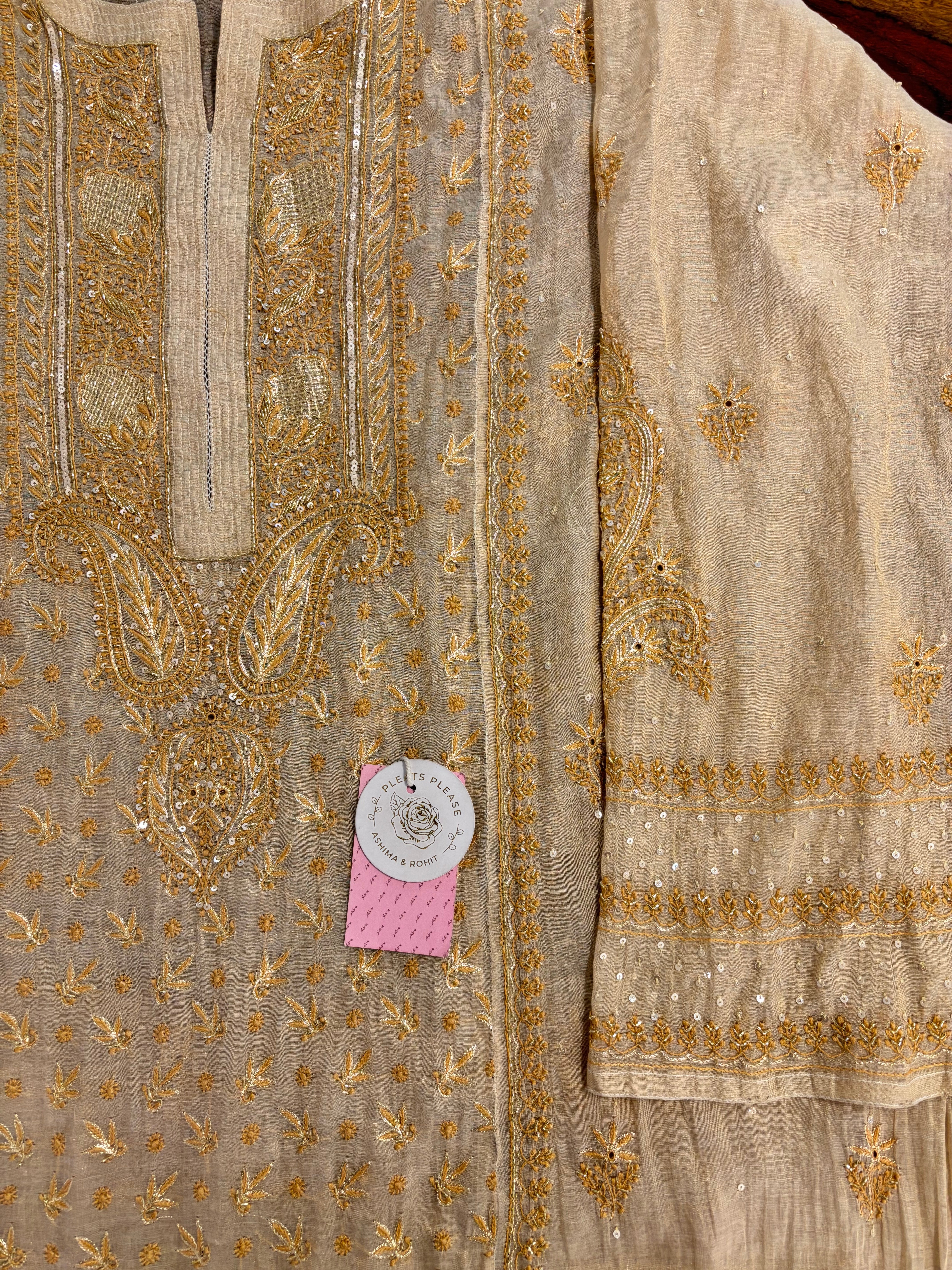 Dyeable Pure Tissue Chikankari Kurta & Dupatta