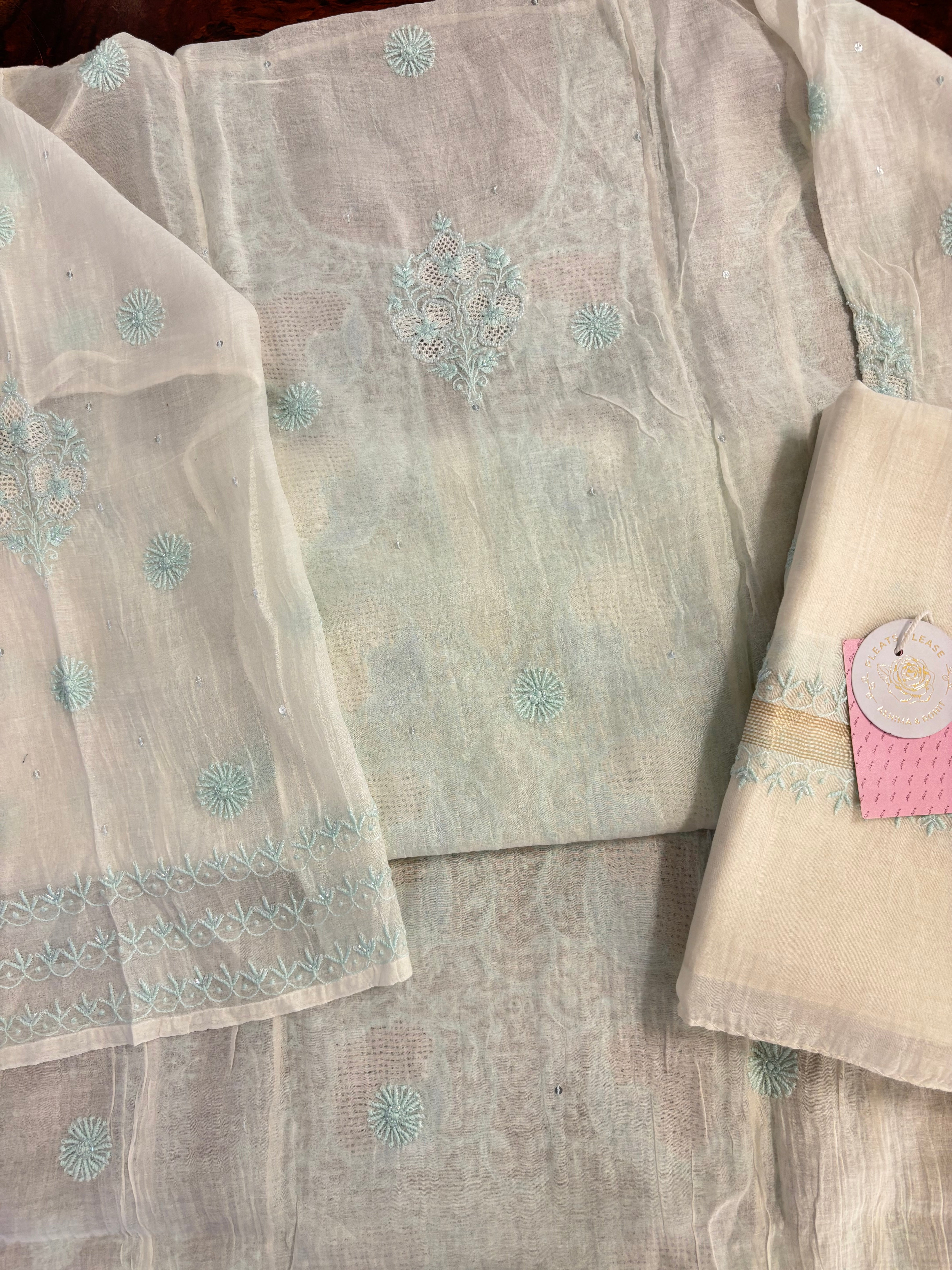 Dyeable Chanderi Chikankari Jaal Kurta & Dupatta