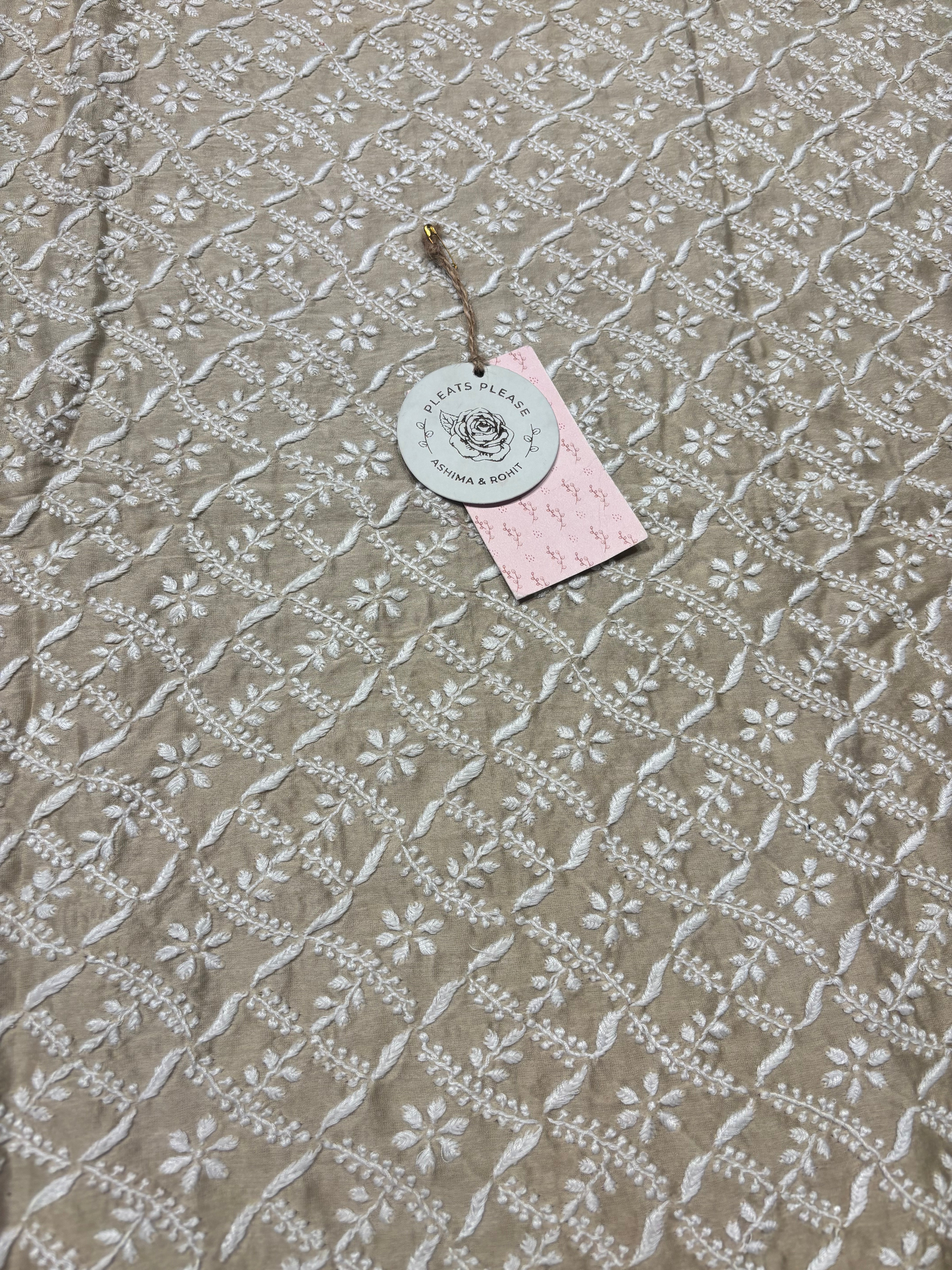 Golden Chanderi Silk Chikankari men’s Kurta Fabric
