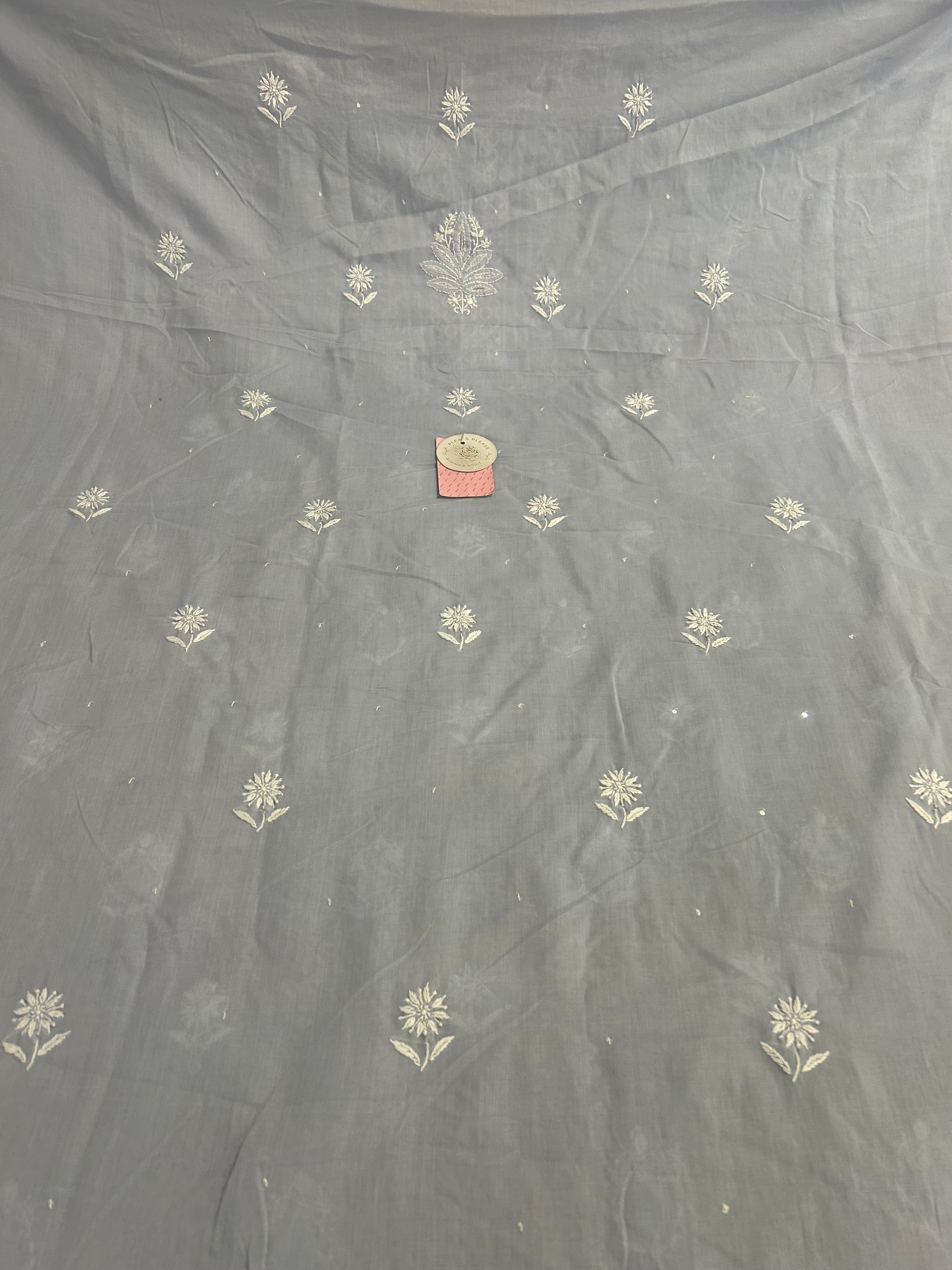 Misty Grey Mulmul Chikankari Kurta