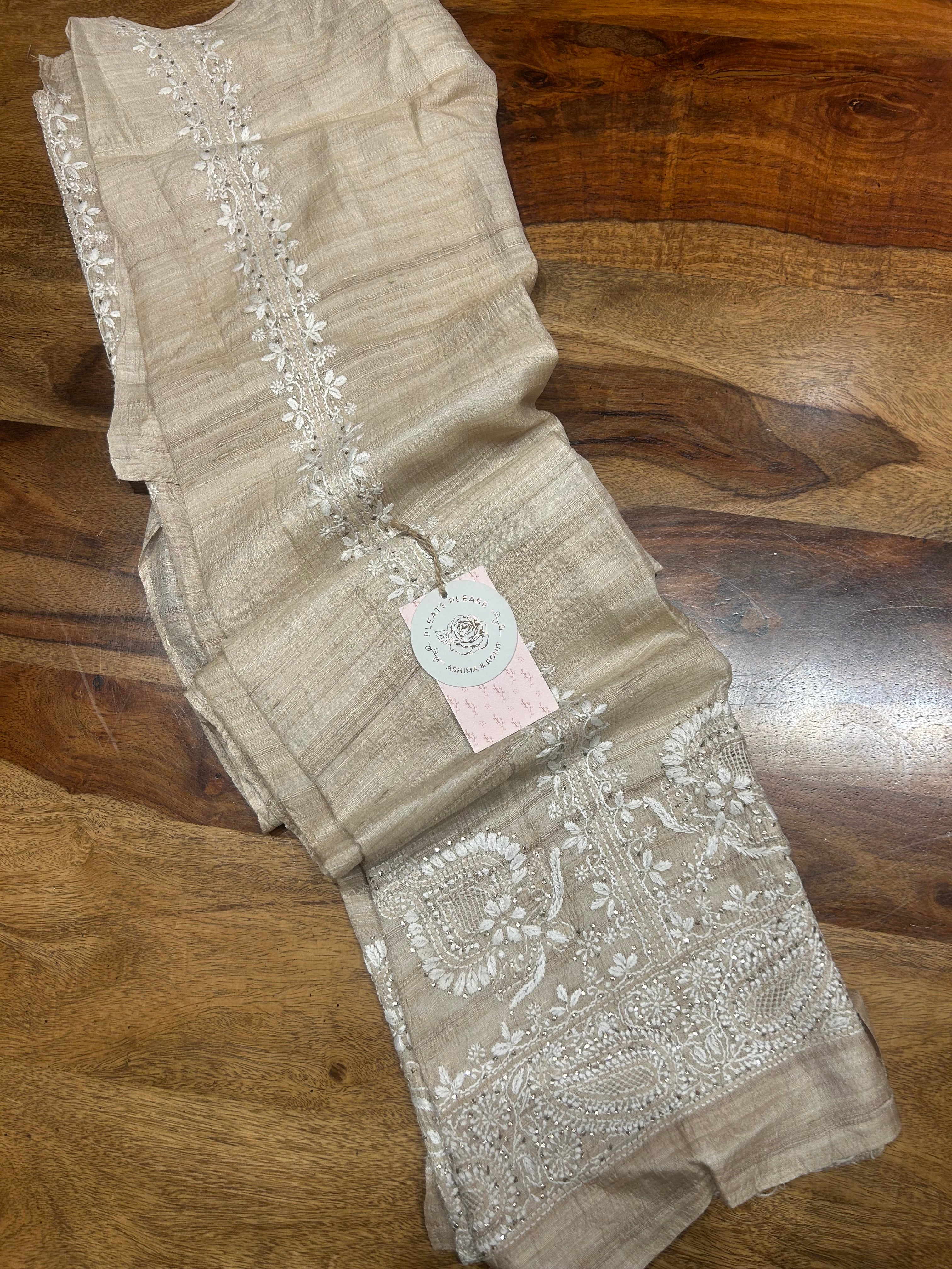 Natural Silk Chikankari Co-ord Set