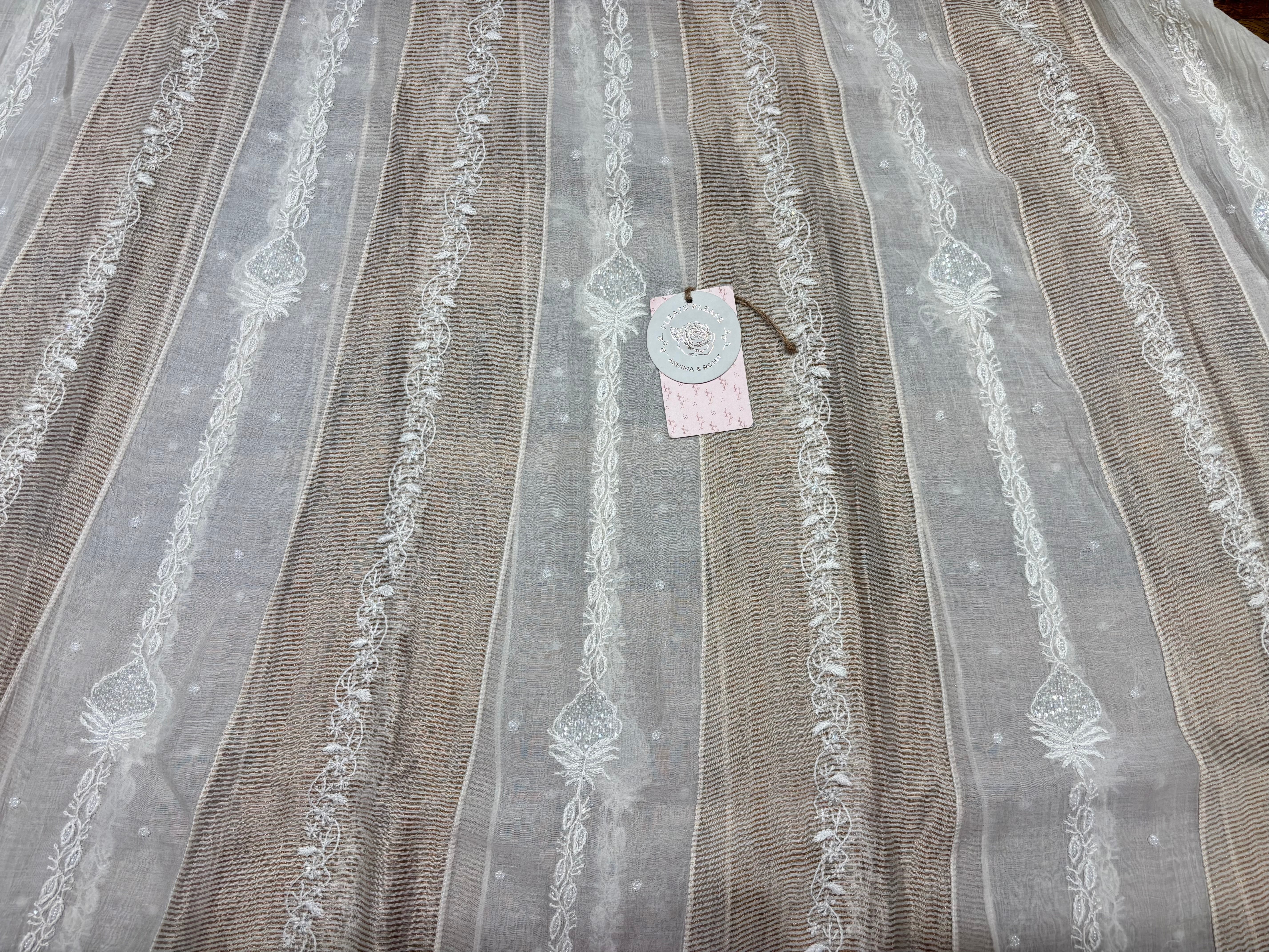 Dyeable Chanderi Silk Chikankari Anarkali & Dupatta Set