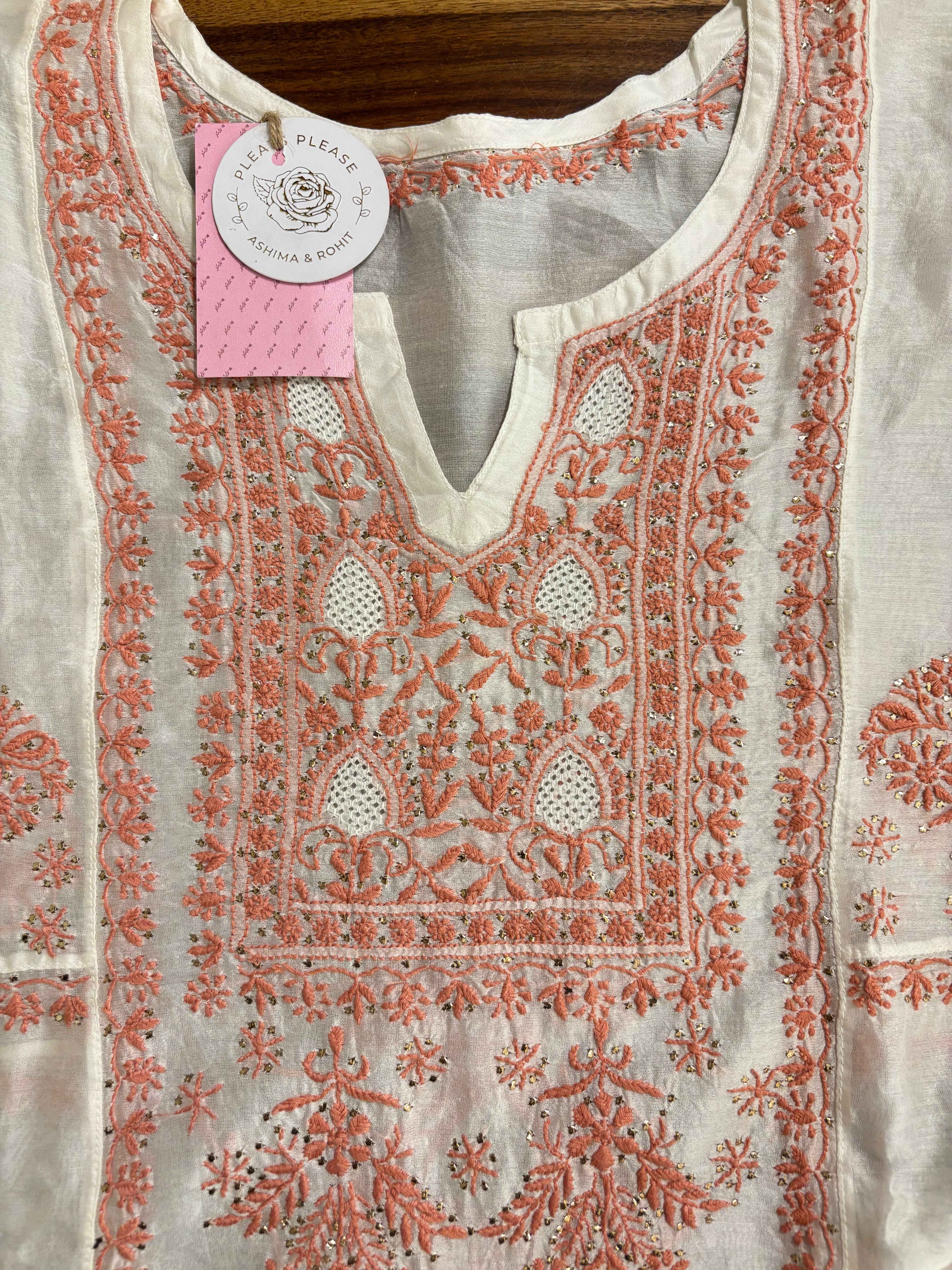 Dyeable Chanderi Chikankari Mukaish Anarkali & Dupatta Set
