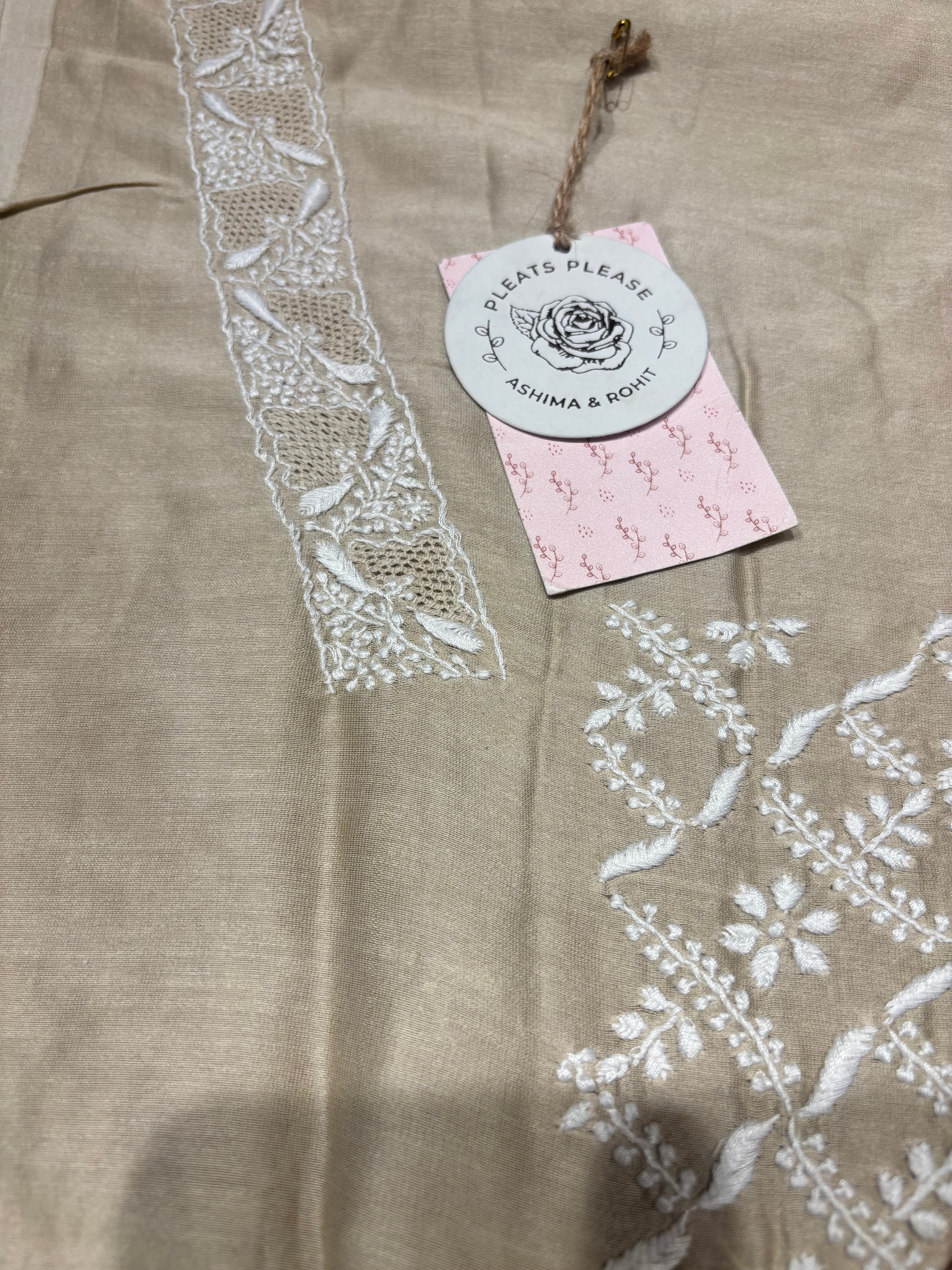 Golden Chanderi Silk Chikankari men’s Kurta Fabric