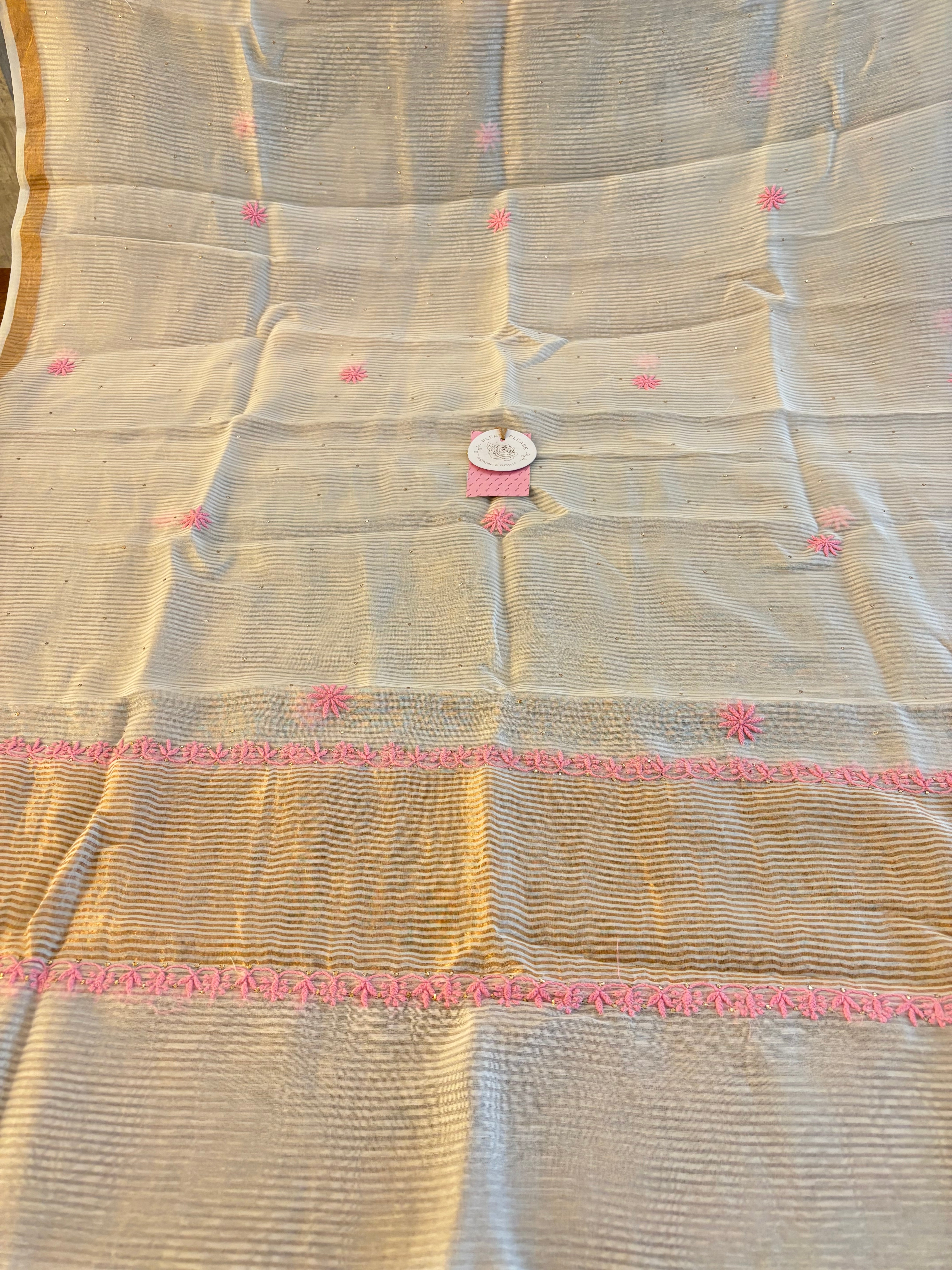 Dyeable Chanderi Chikankari Mukaish Anarkali & Dupatta