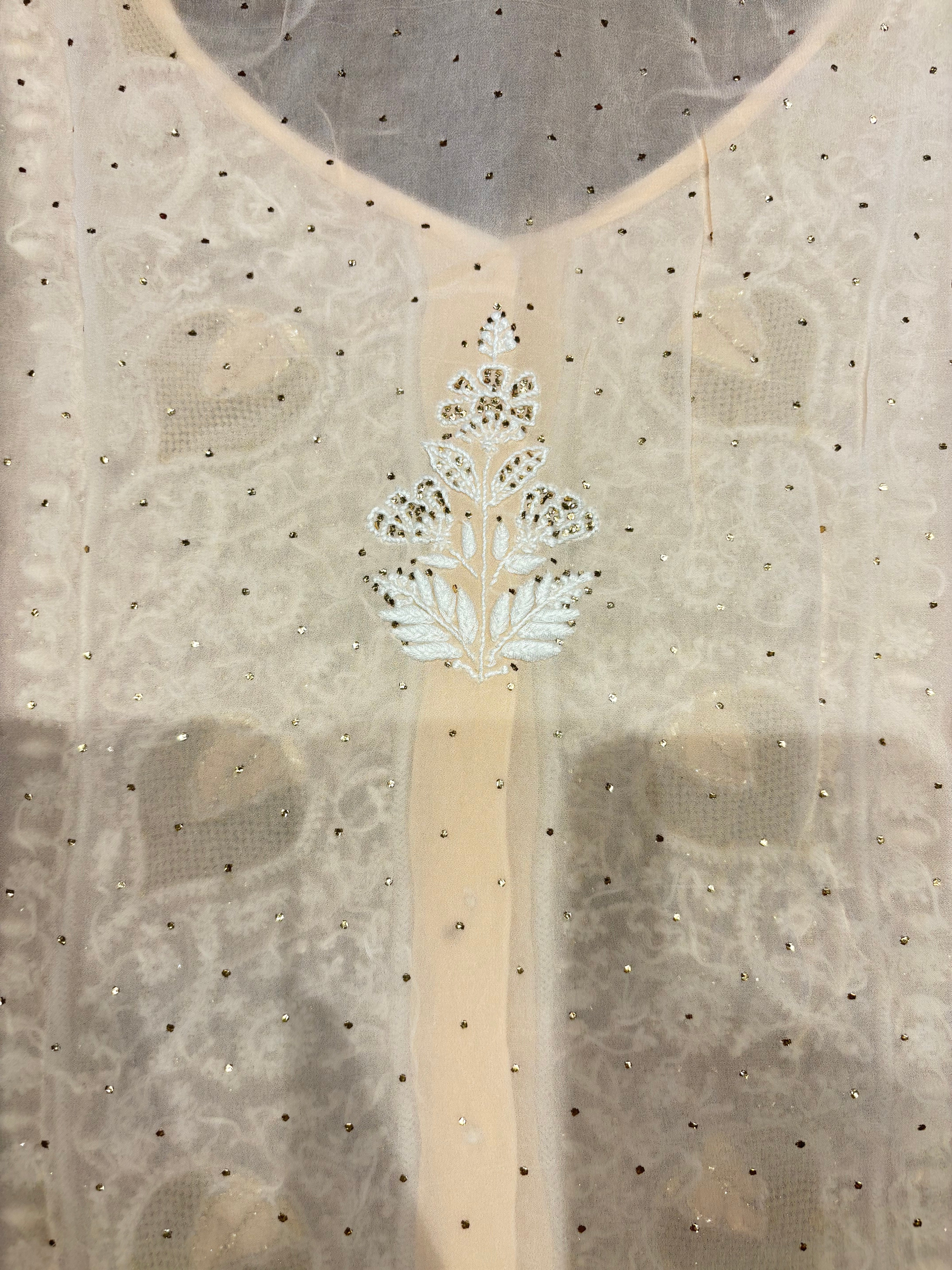 Peach Pure And Premium Georgette Chikankari Co-ord Set