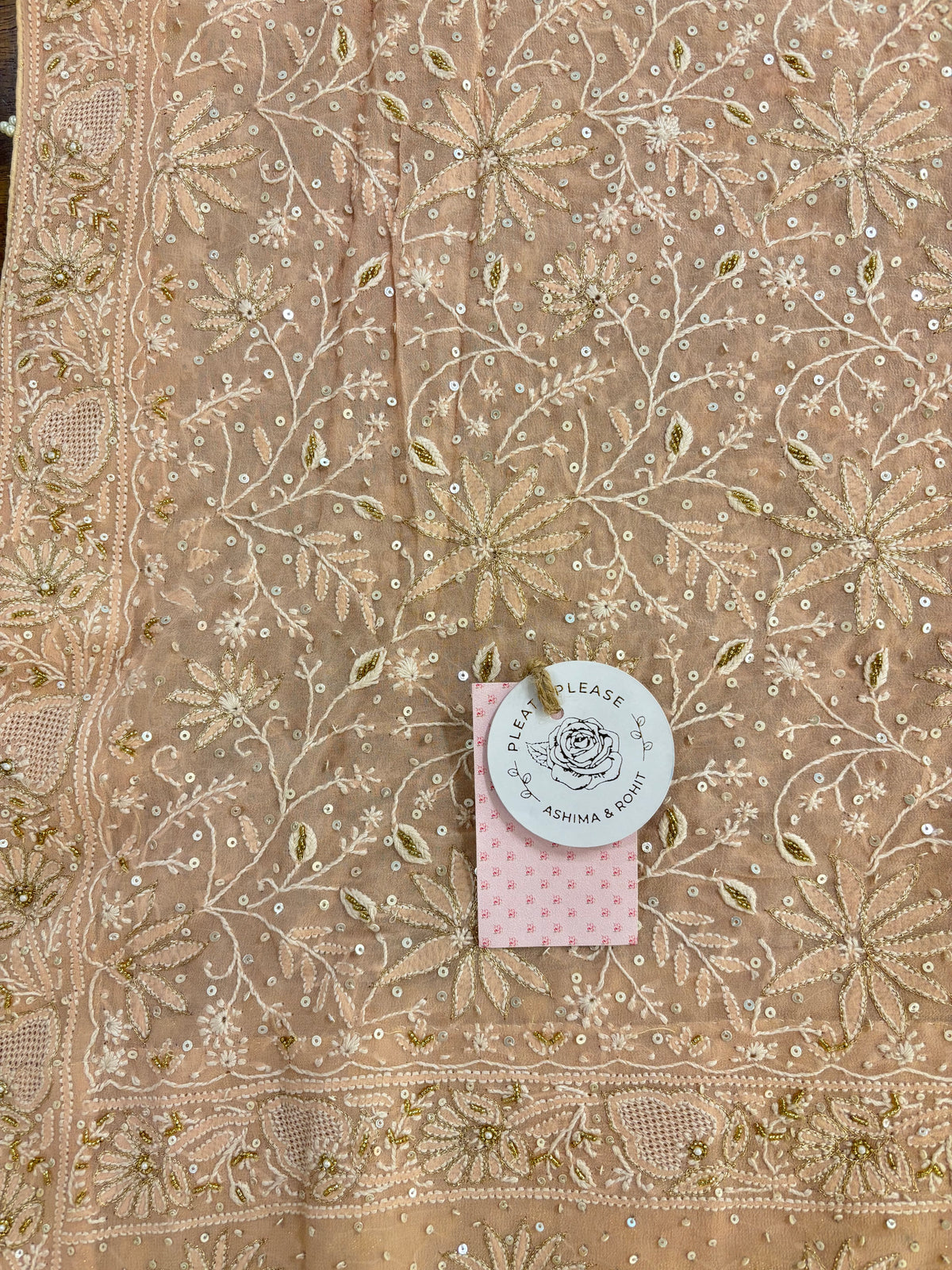 Pastel Peach Pure & Premium Georgette Chikankari Dupatta