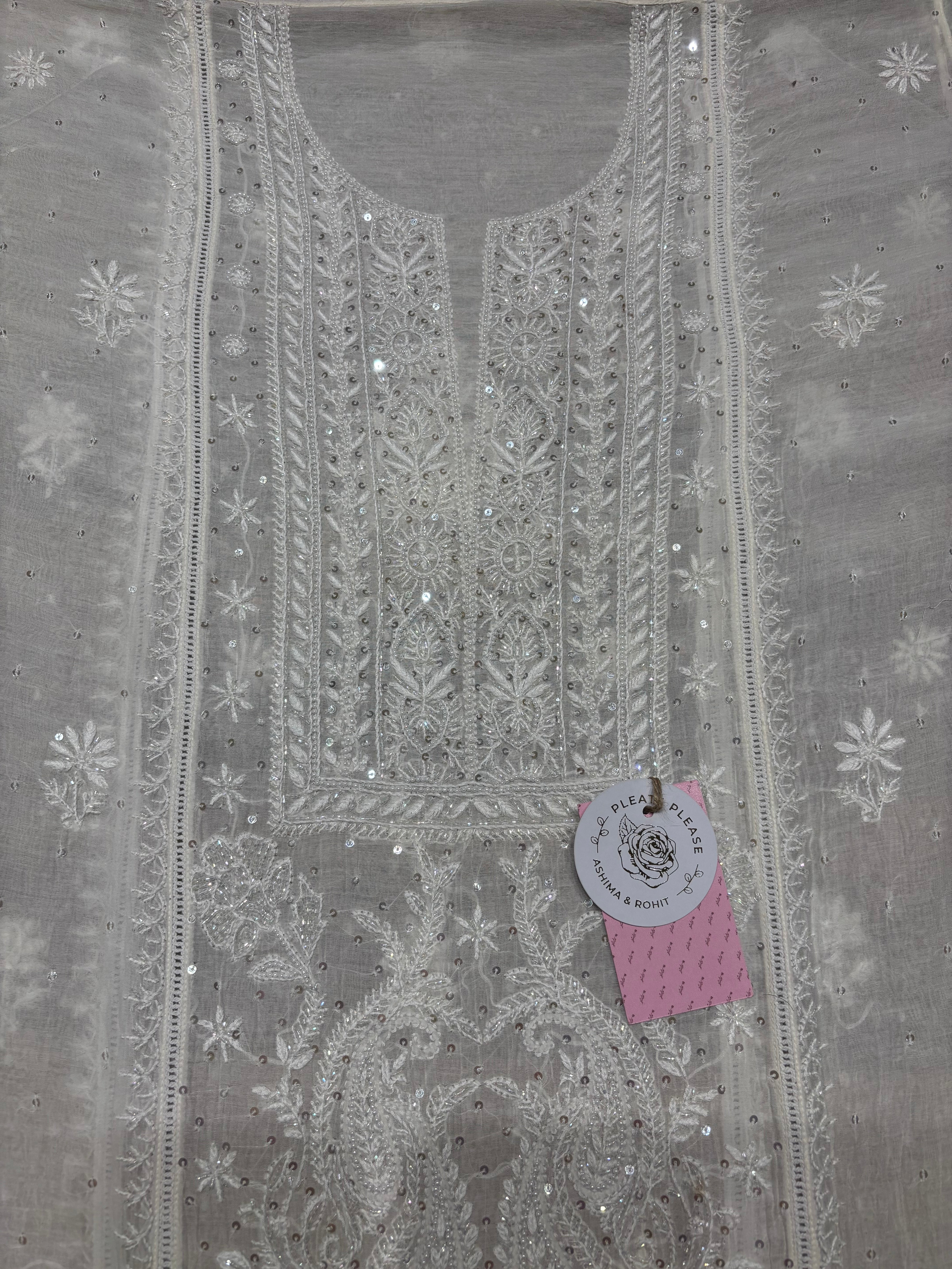 Dyeable Chanderi Mul Chikankari Kurta & Dupatta Set