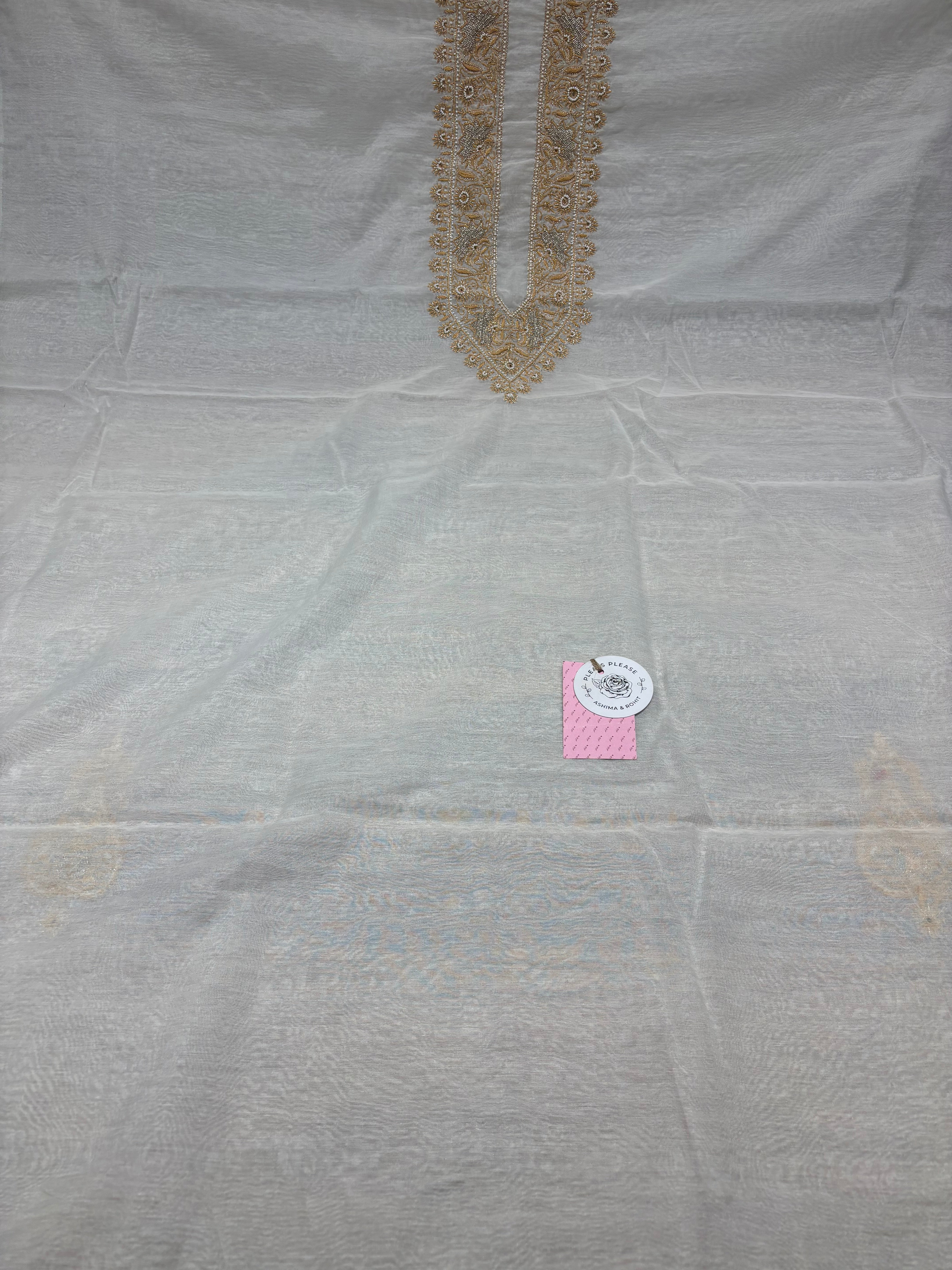 Dyeable Chanderi Silk Chikankari Men’s Kurta Fabric