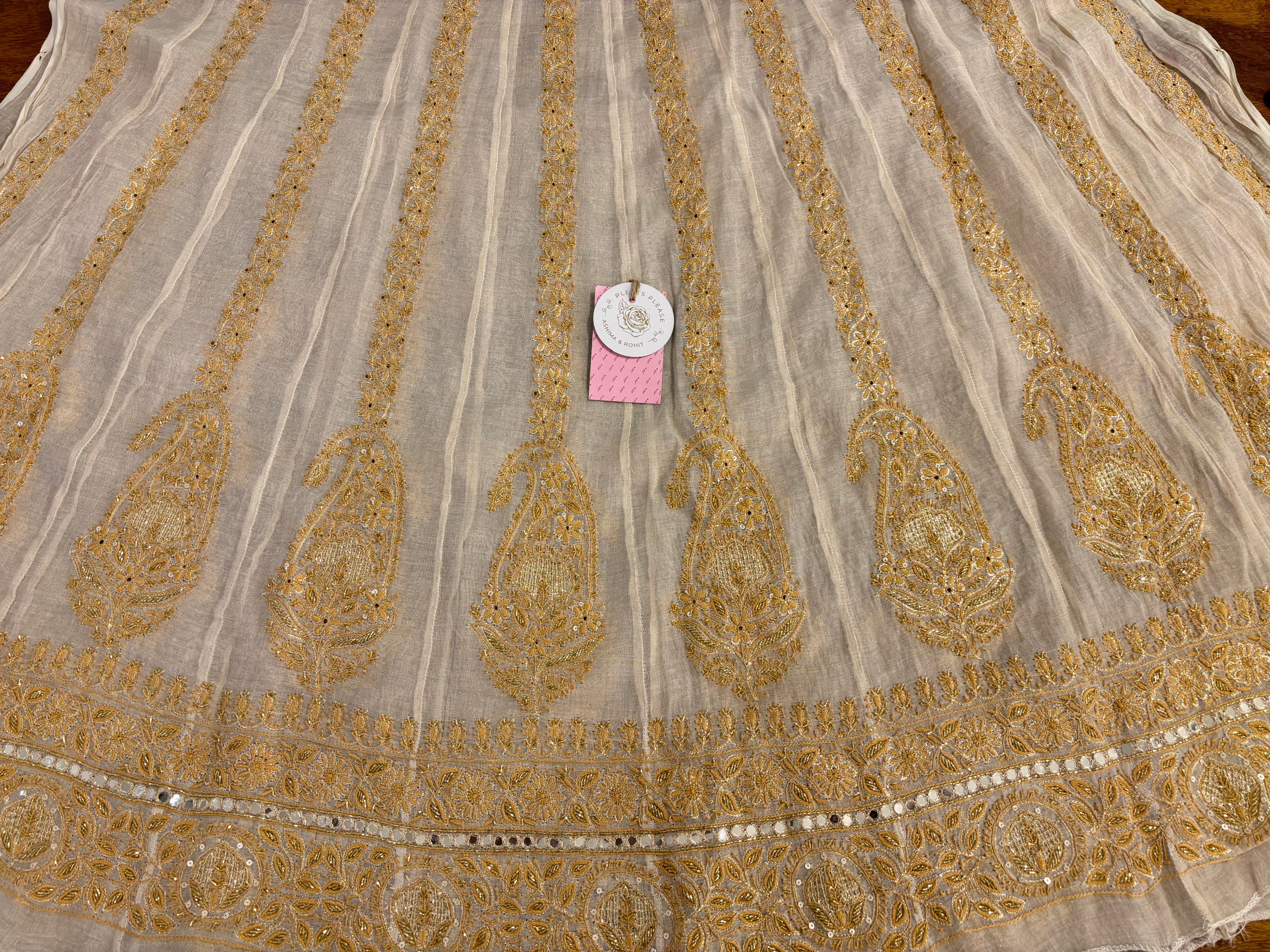 Dyeable Silver Tissue Bajirao Chikankari Anarkali & Dupatta Set