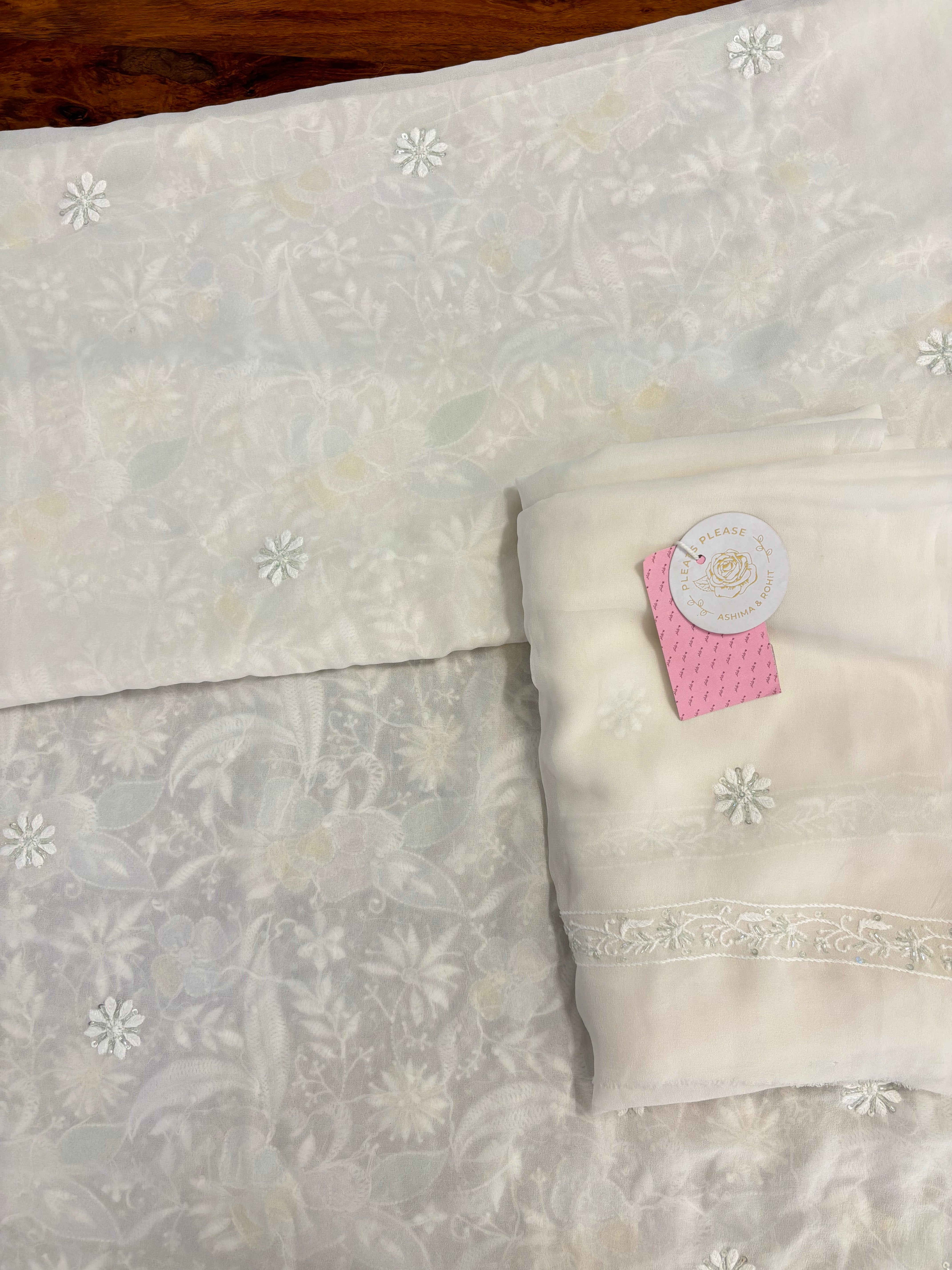 Dyeable Pure & Premium Georgette Chikankari Kurta & Dupatta