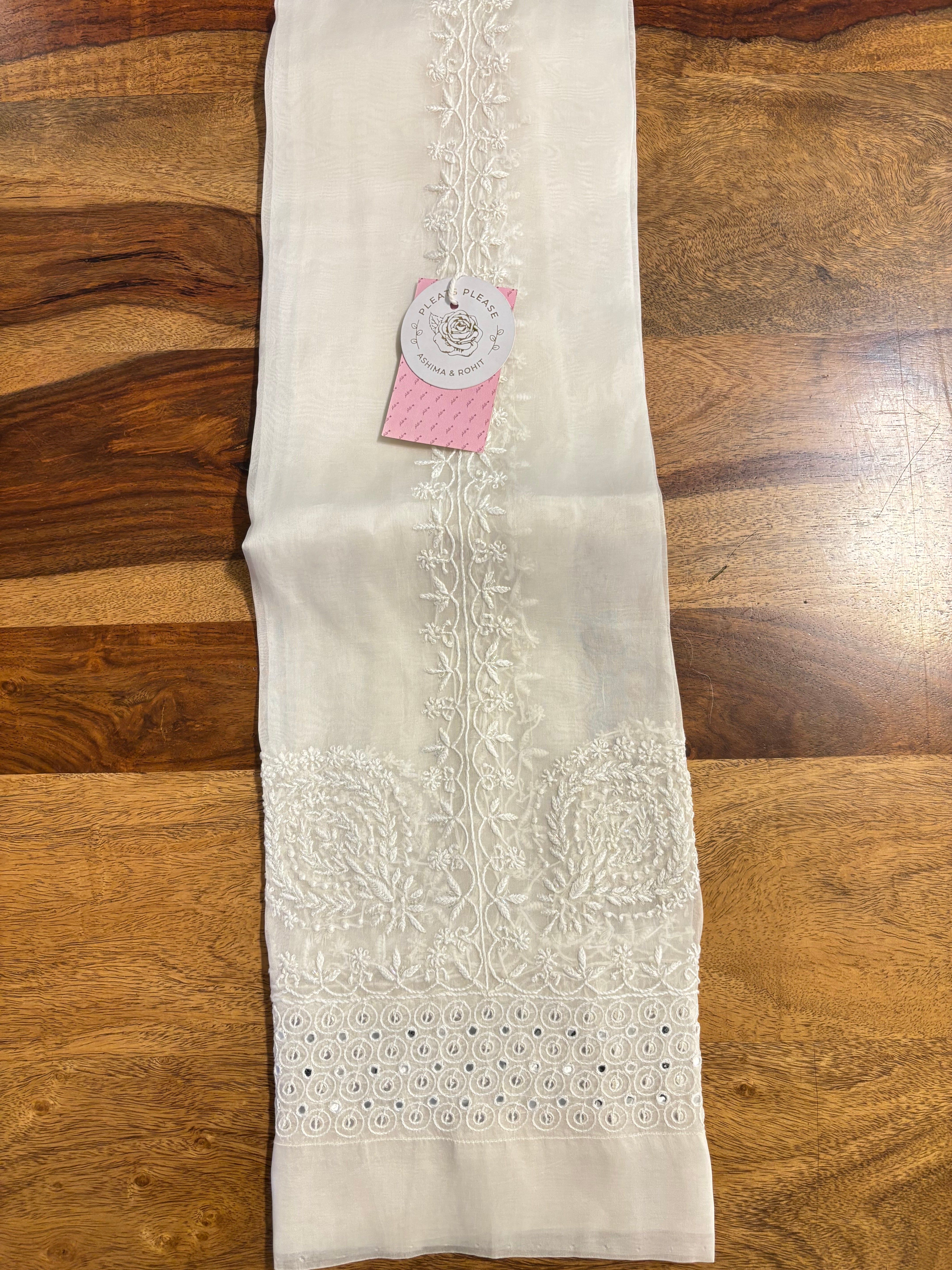 Dyeable Pure Organza Mirror Chikankari Co-Ord Set - Pleats PleaseChikankari