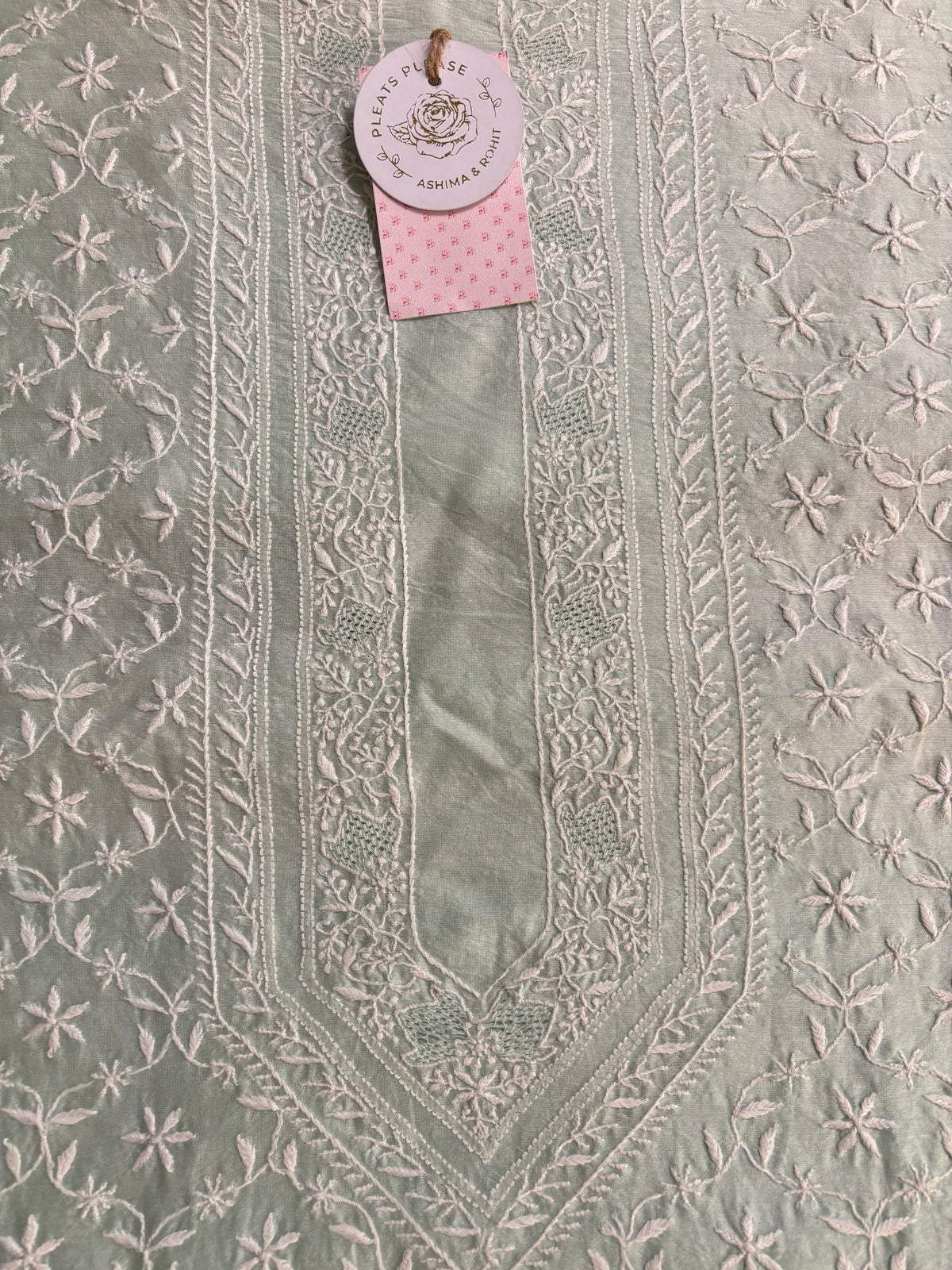 Seafoam Mint Chanderi Silk Chikankari Men’s Kurta