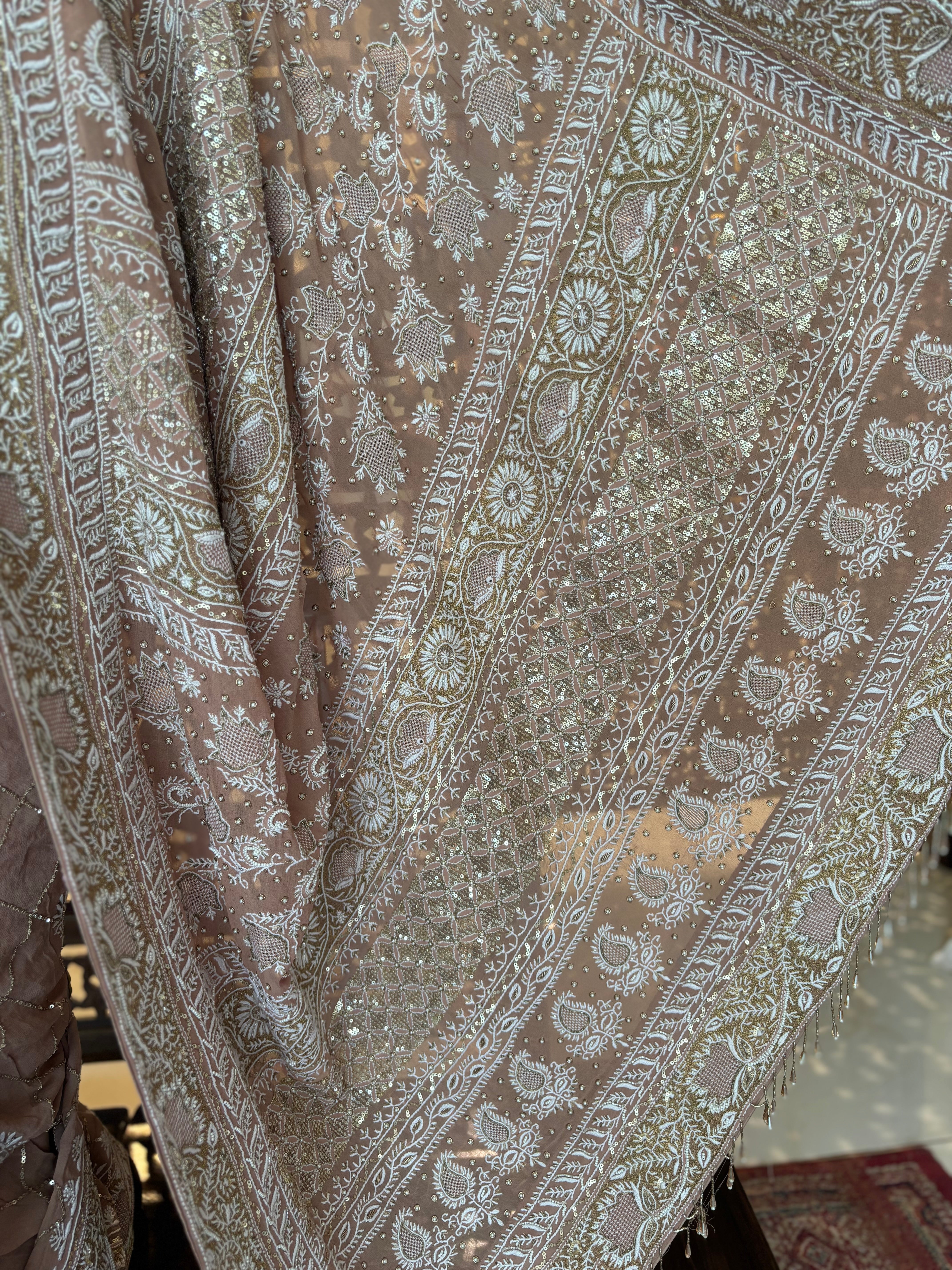 Rosewood Pure & Premium Georgette Chikankari Saree