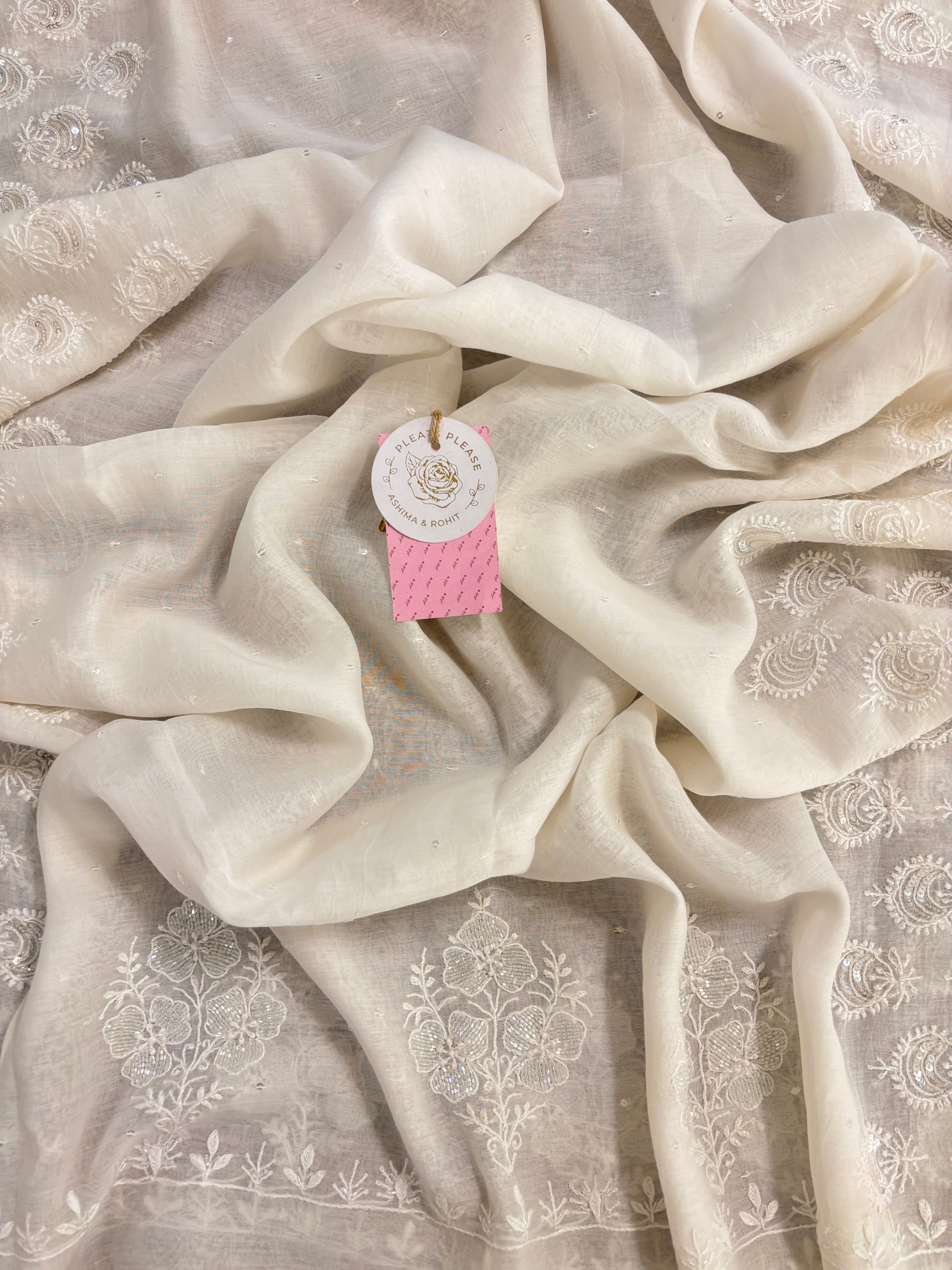 Dyeable Chanderi Chikankari Kurta & Dupatta