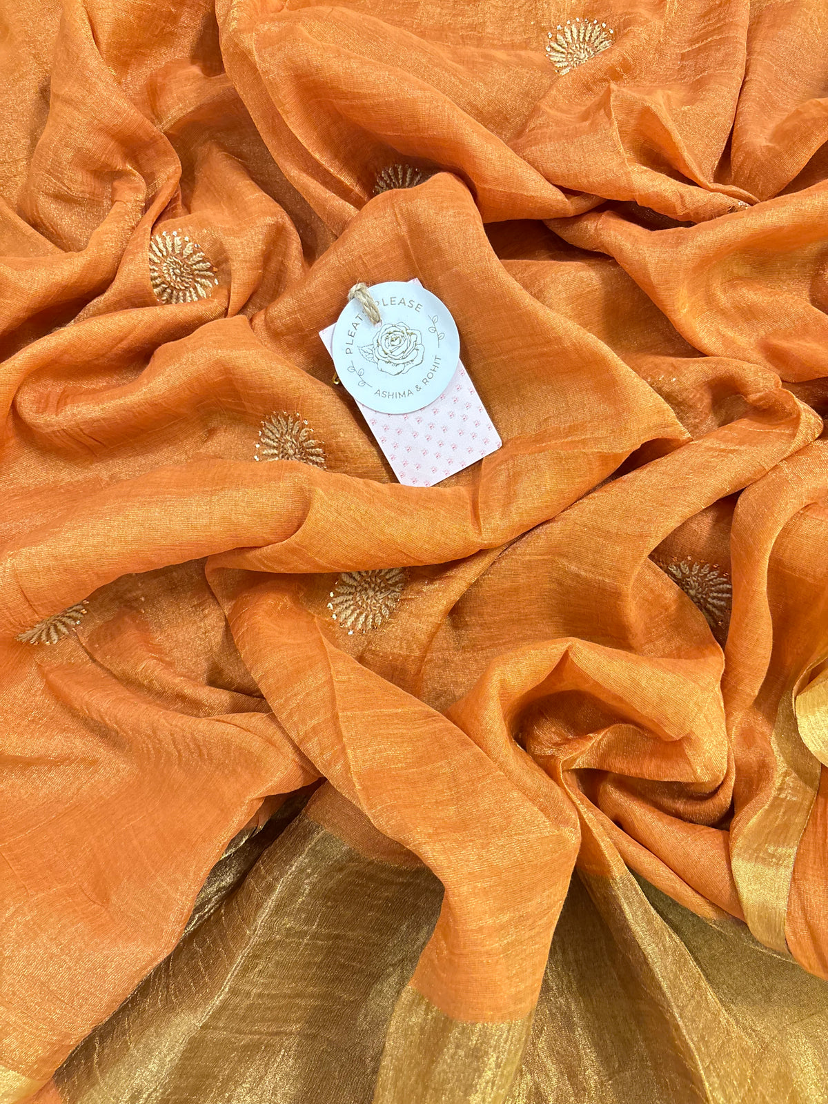 Burnt Orange Pure & Premium Tissue Chikankari Mukaish Bajirao Anarkali & Dupatta