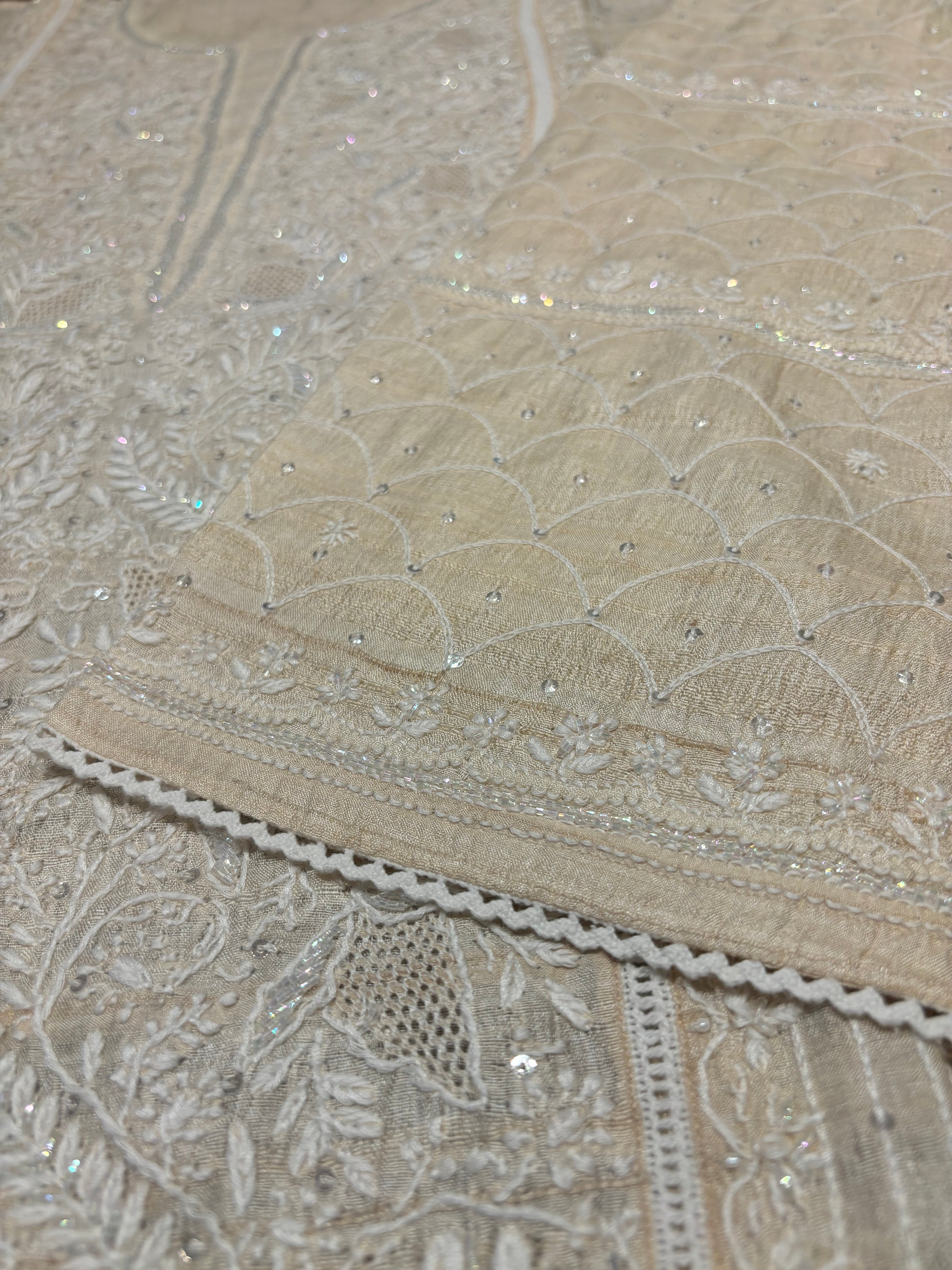 Dyeable Silk Chikankari Kurta and dupatta