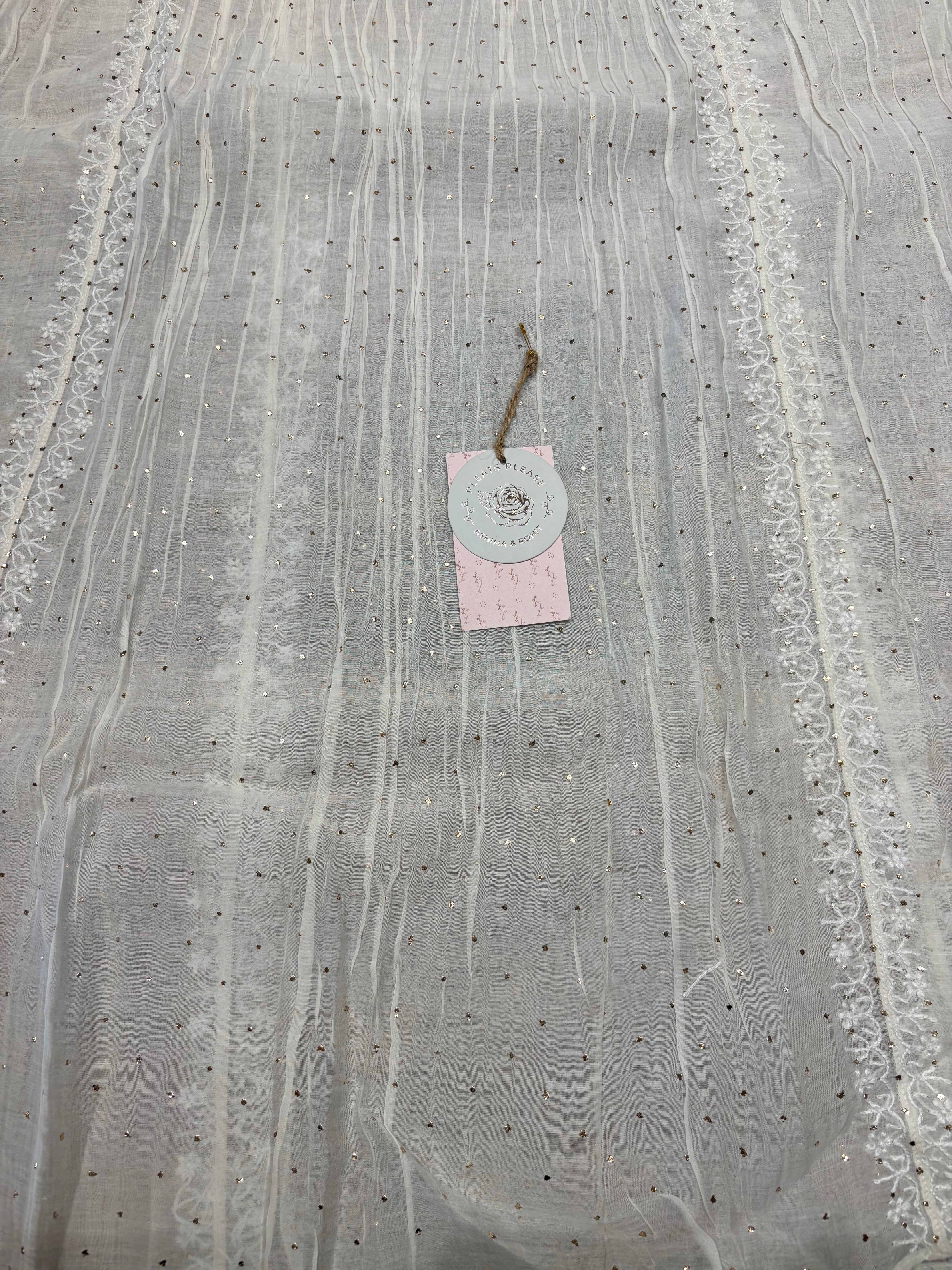 Dyeable Chanderi Mul Chikankari And Mukaish Tunic’s And Dupatta Set