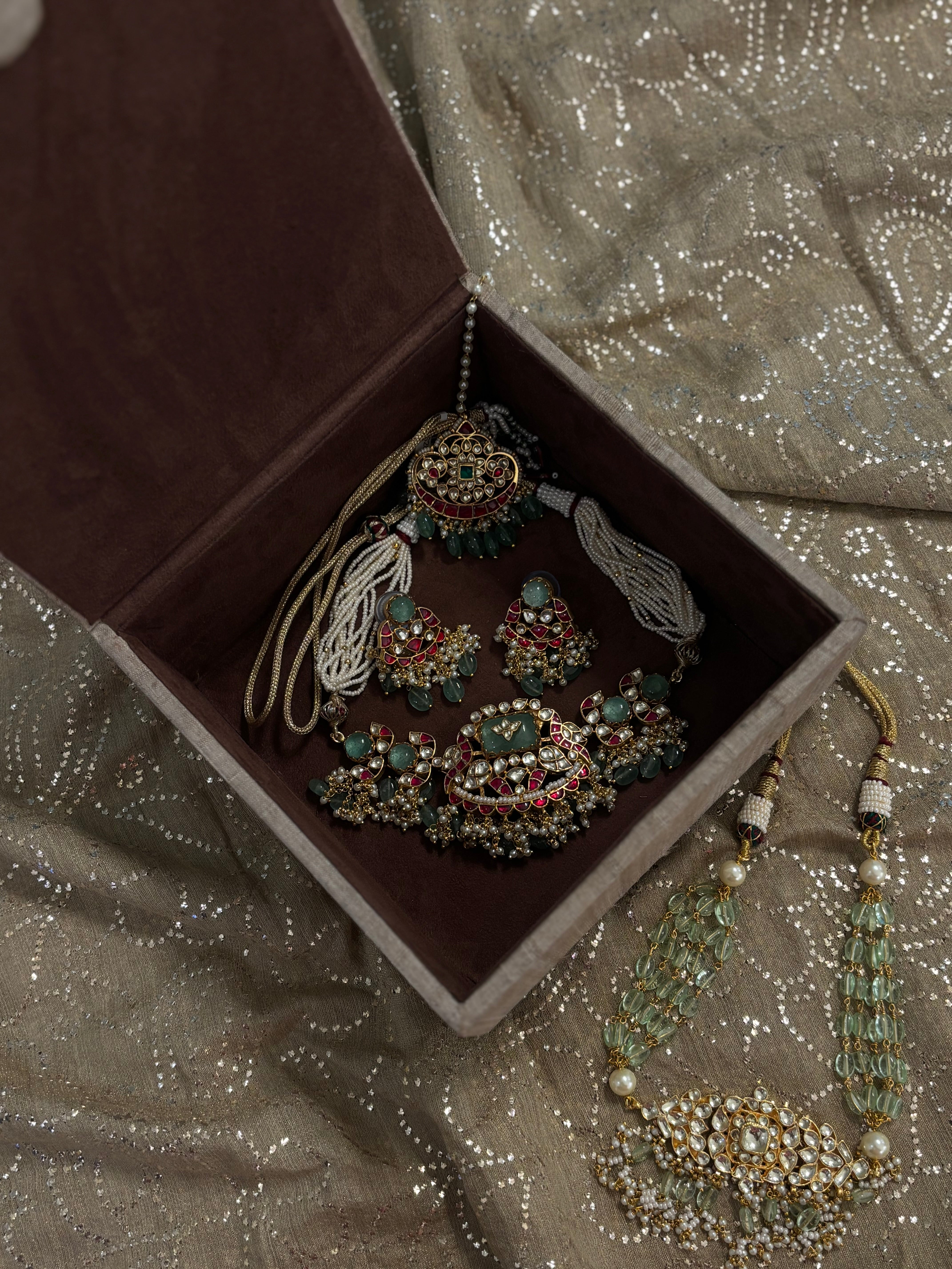 Silk Natural Chikankari Jewellery Box
