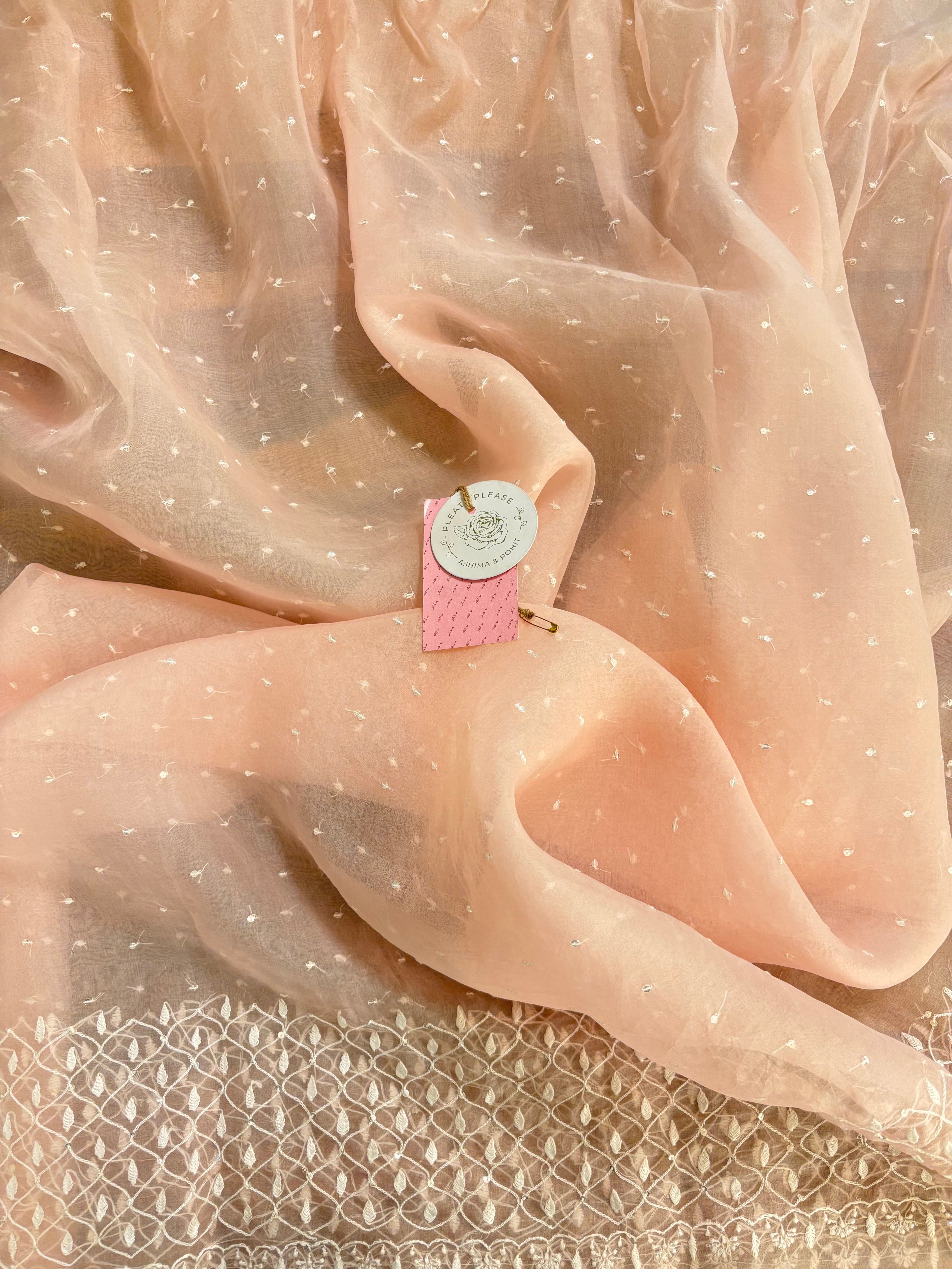Baby Pink Organza Silk Chikankari Anarkali & Dupatta