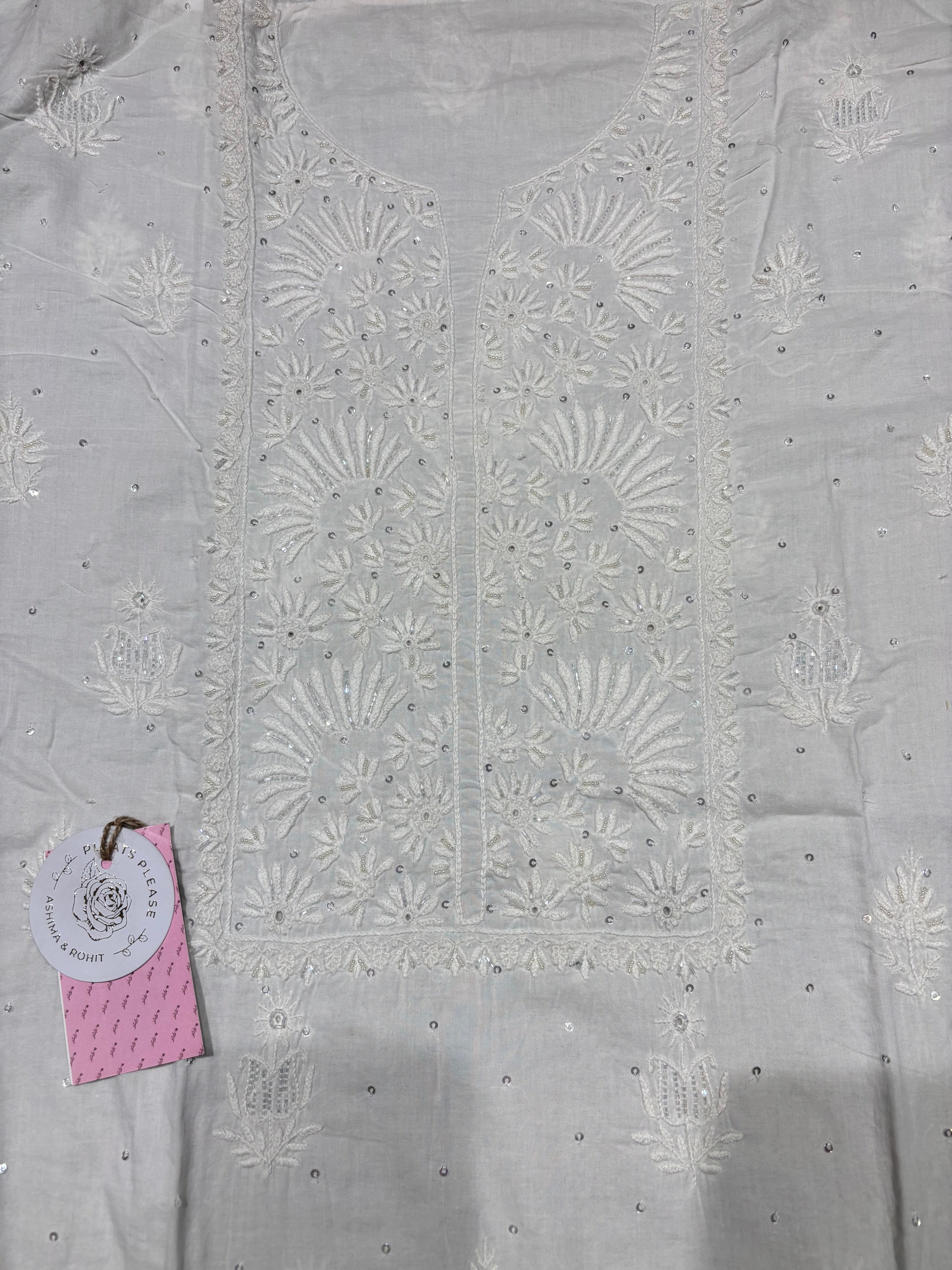 Dyeable Mulmul Chikankari Kurta & Dupatta Set