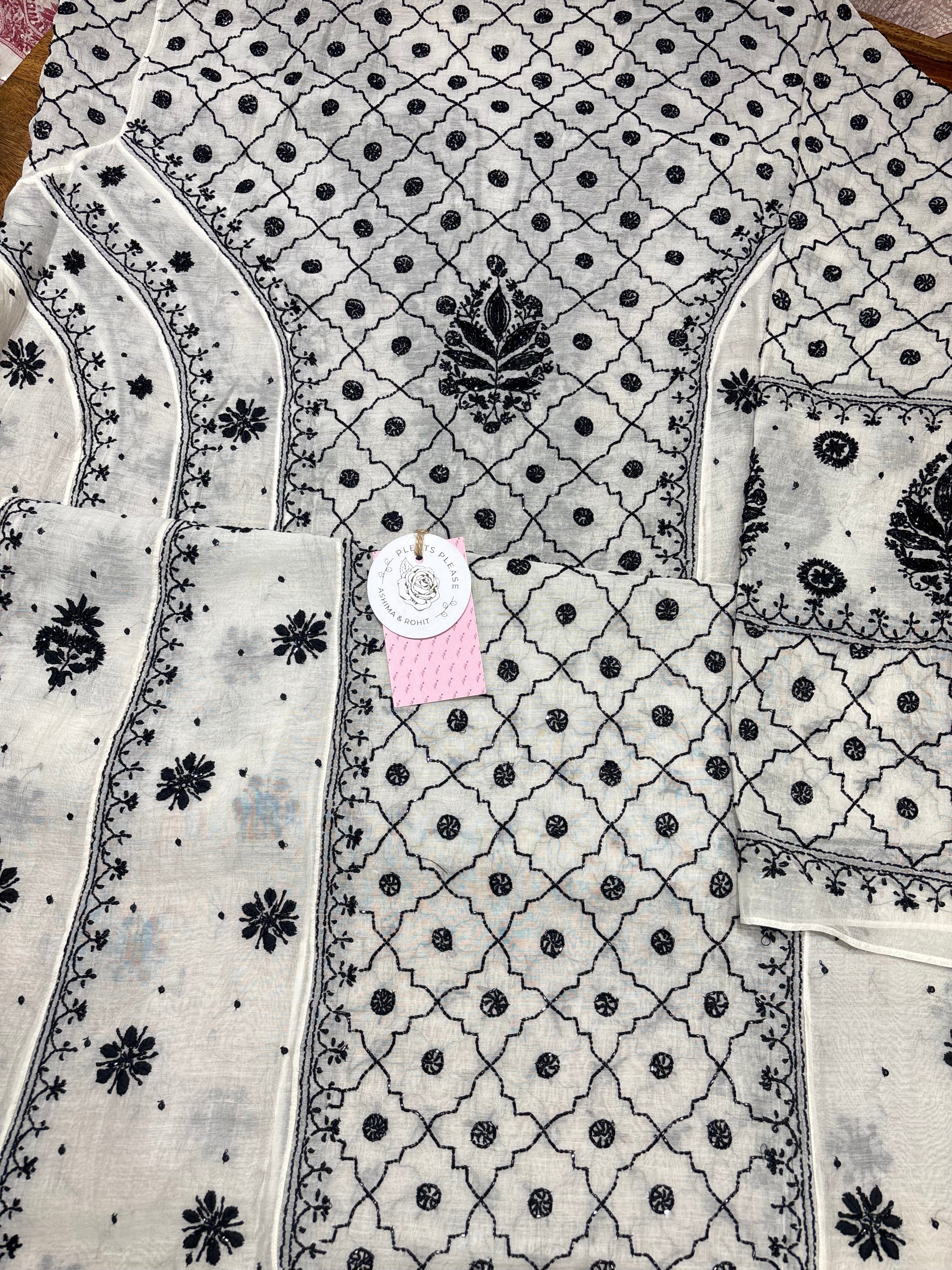 Dyeable Chanderi Mul Chikankari Anarkali & Dupatta Set
