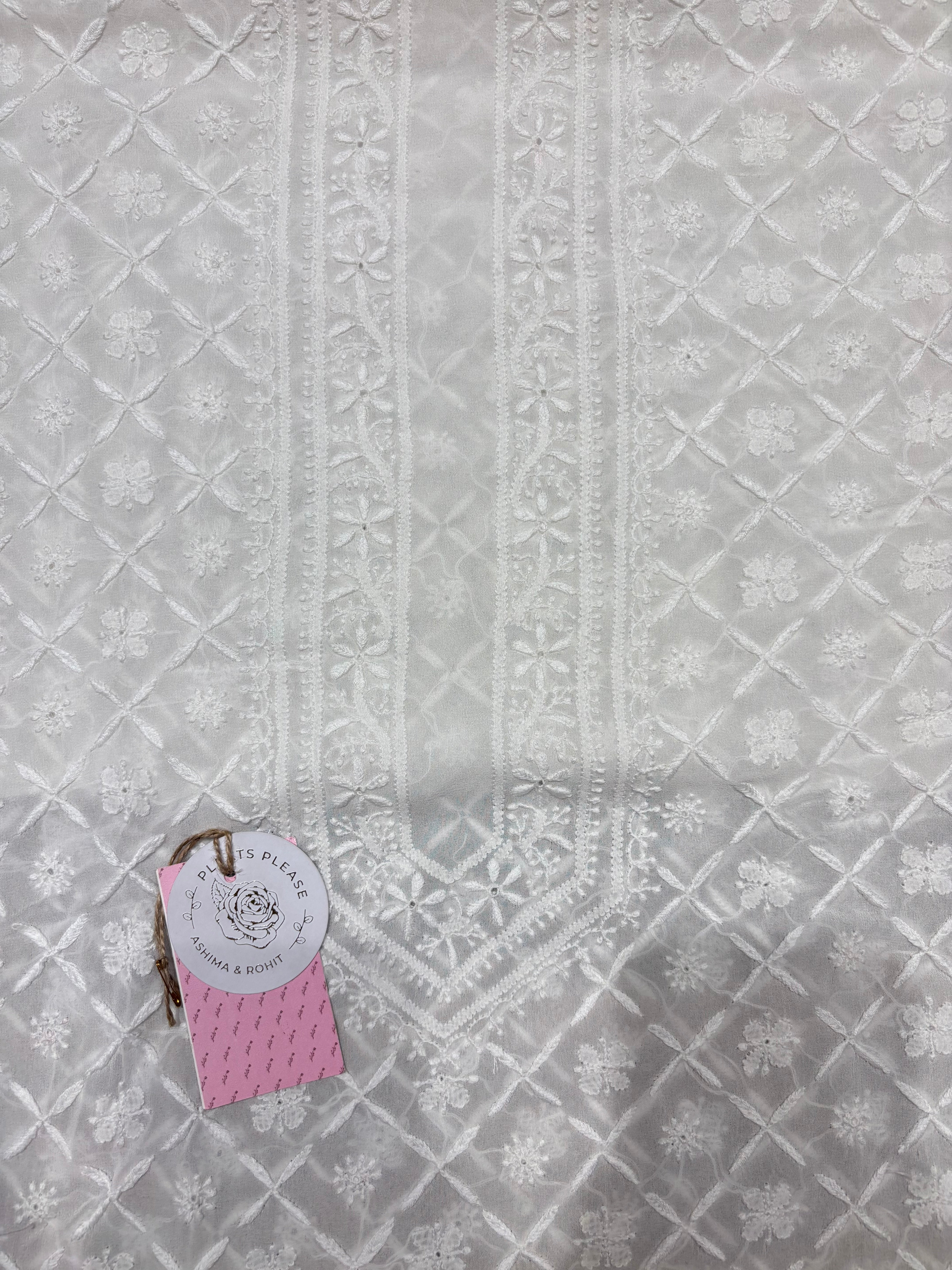 Dyeable Pure and Premium Georgette Chikankari Men’s Kurta Fabric