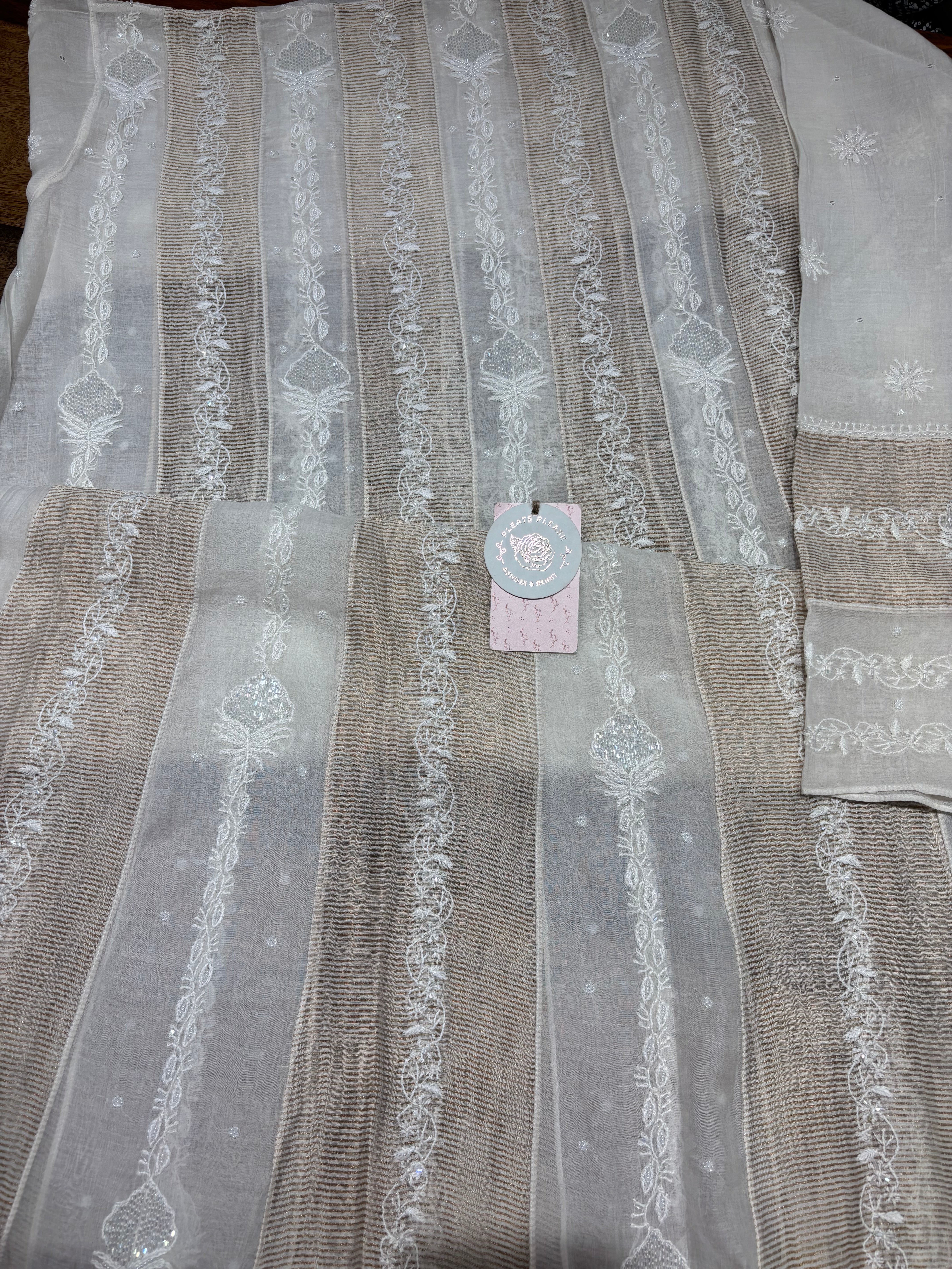Dyeable Chanderi Silk Chikankari Anarkali & Dupatta Set