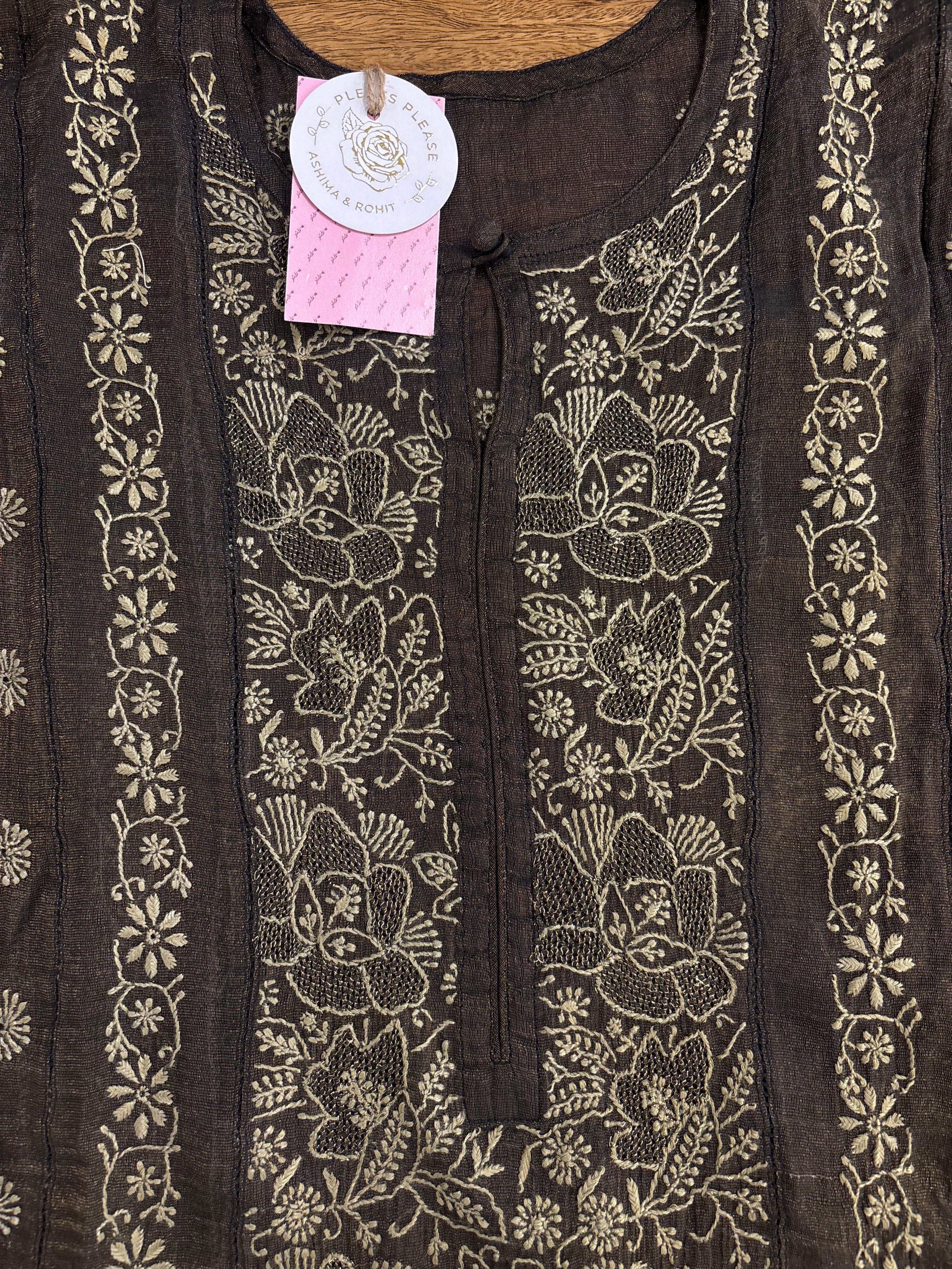 Black Pure & Premium Tissue Jaal Chikankari Kurta & Dupatta
