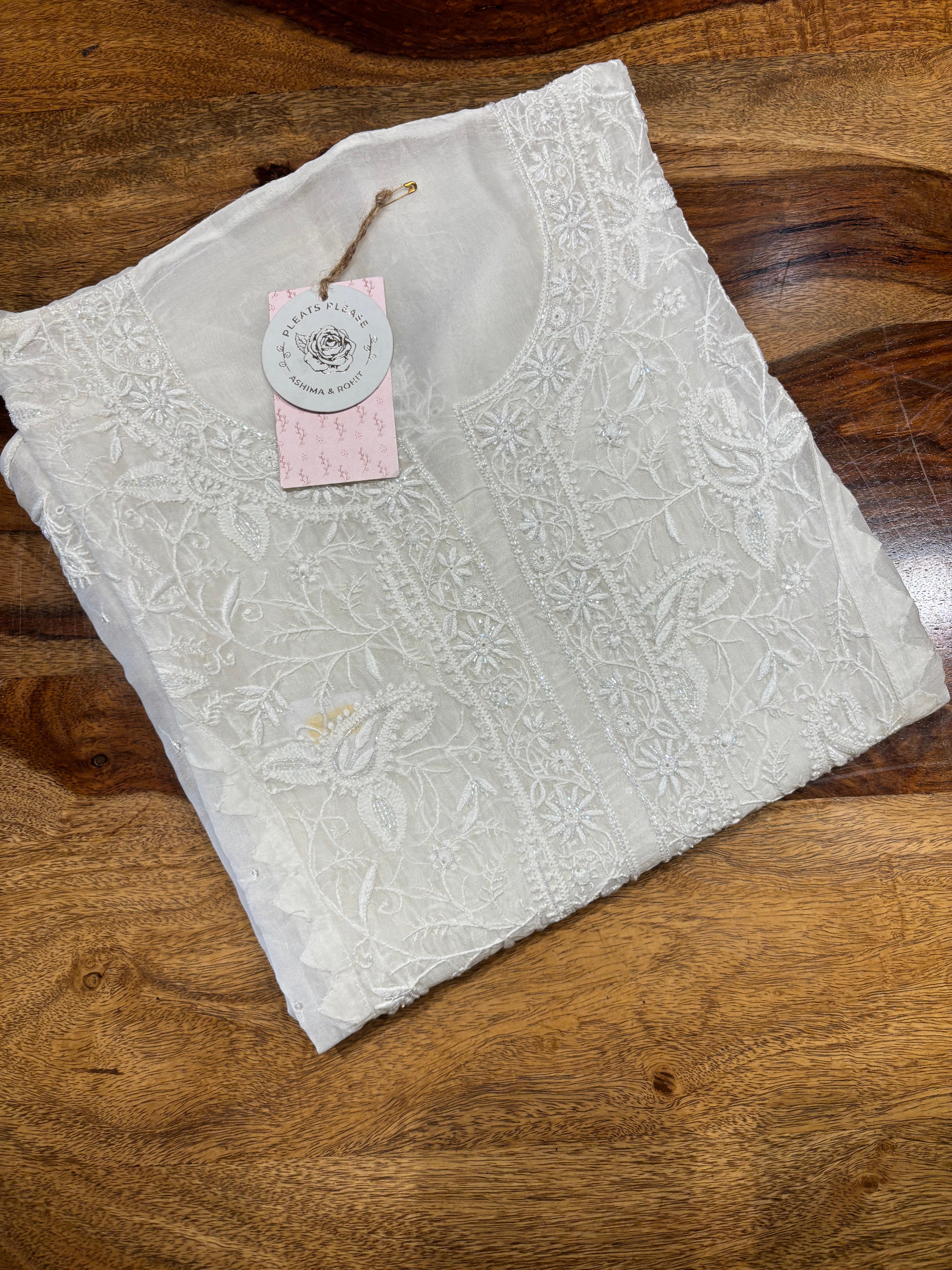 Dyeable Organza Chikankari Kurta