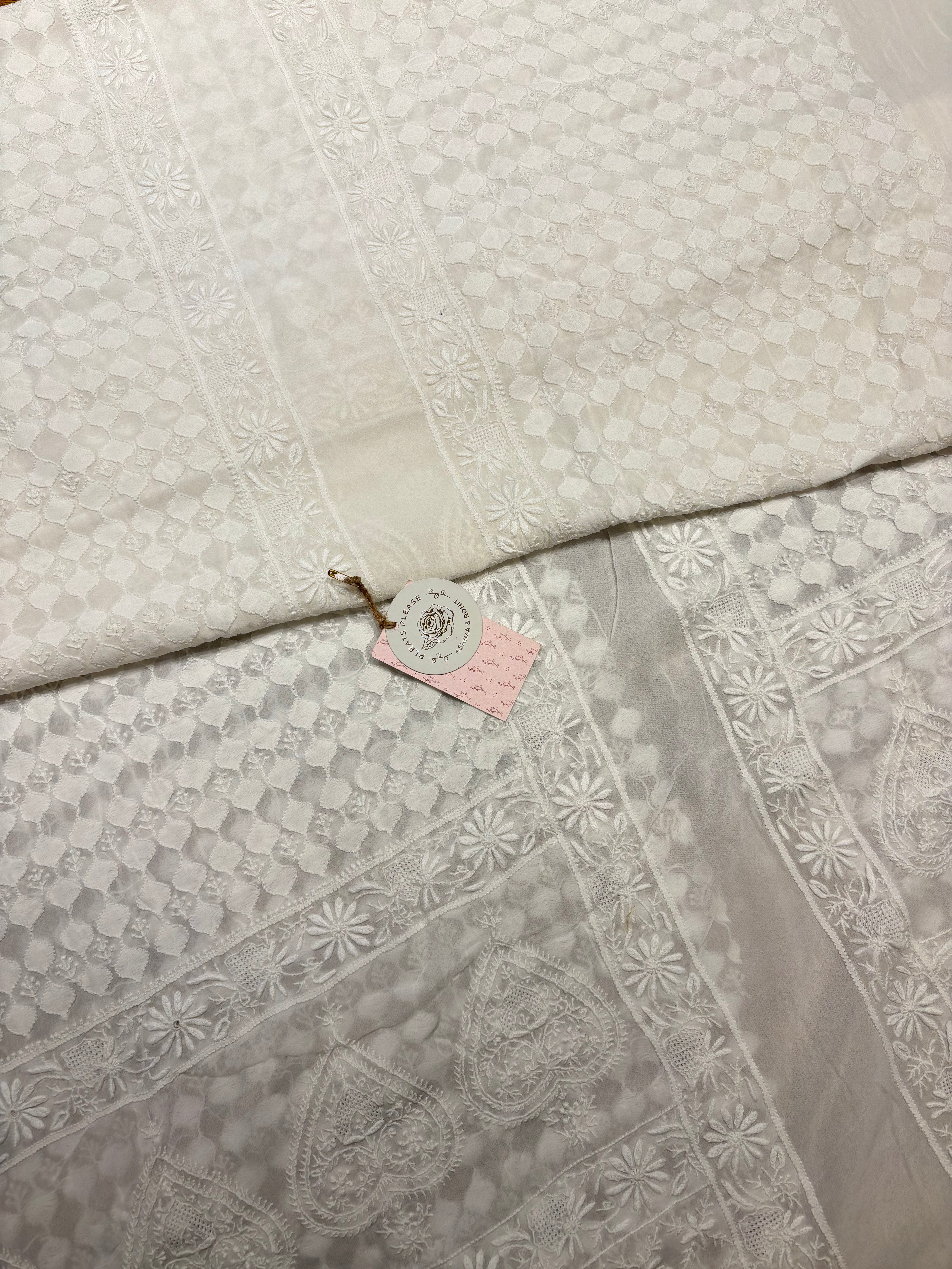 Dyeable Pure and Premium Georgette Chikankari Sherwani
