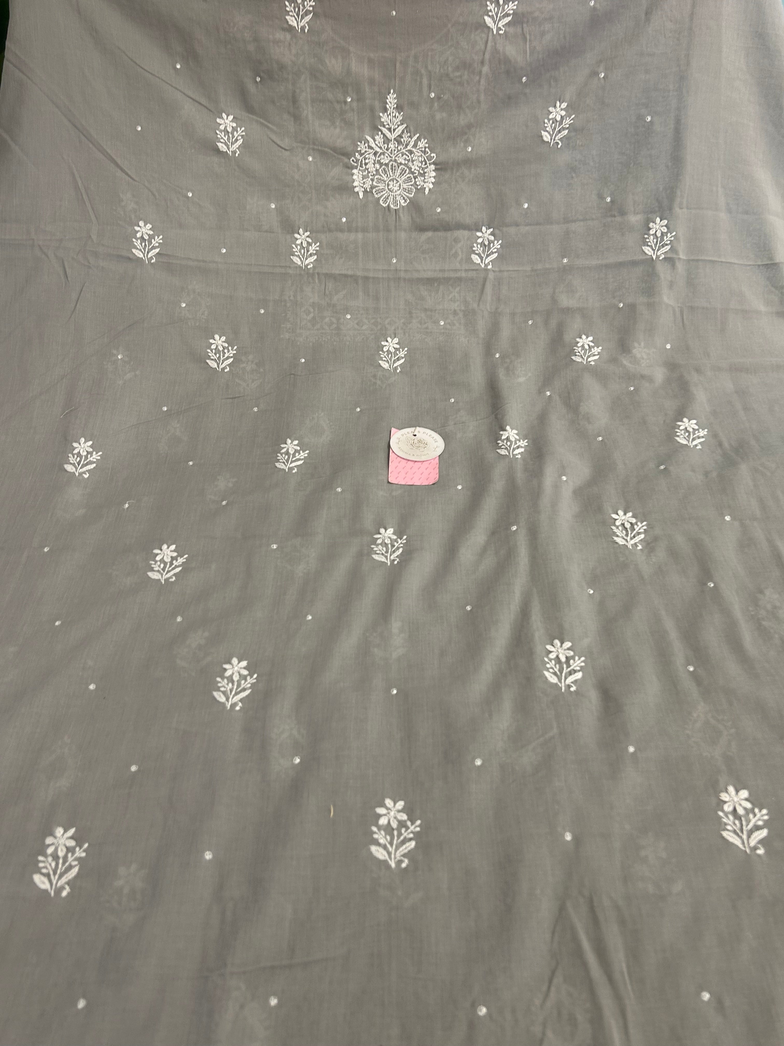 Mauve Taupe Mulmul Chikankari Kurta