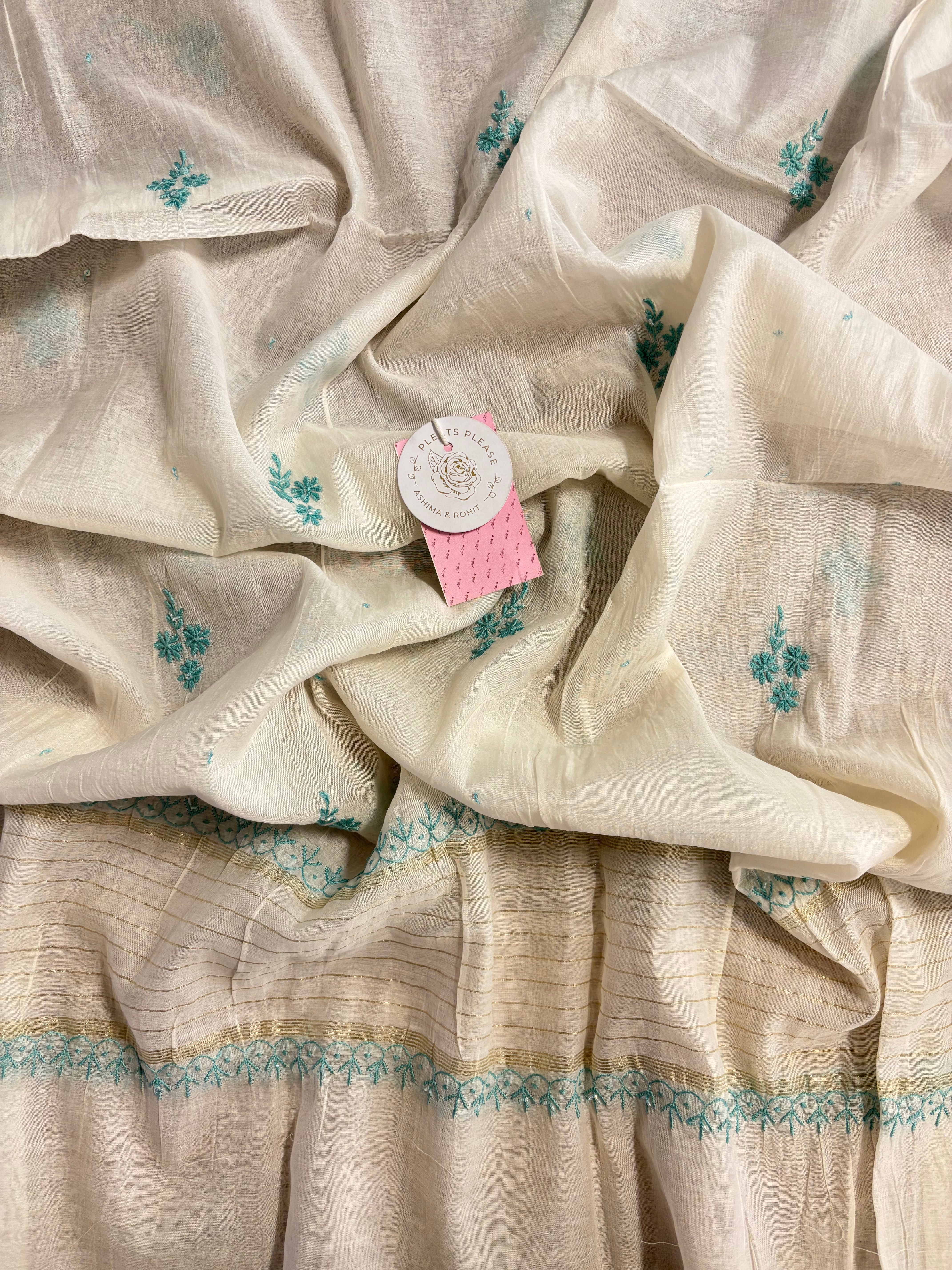 Dyeable Chanderi Mul Chikankari Kurta & Dupatta