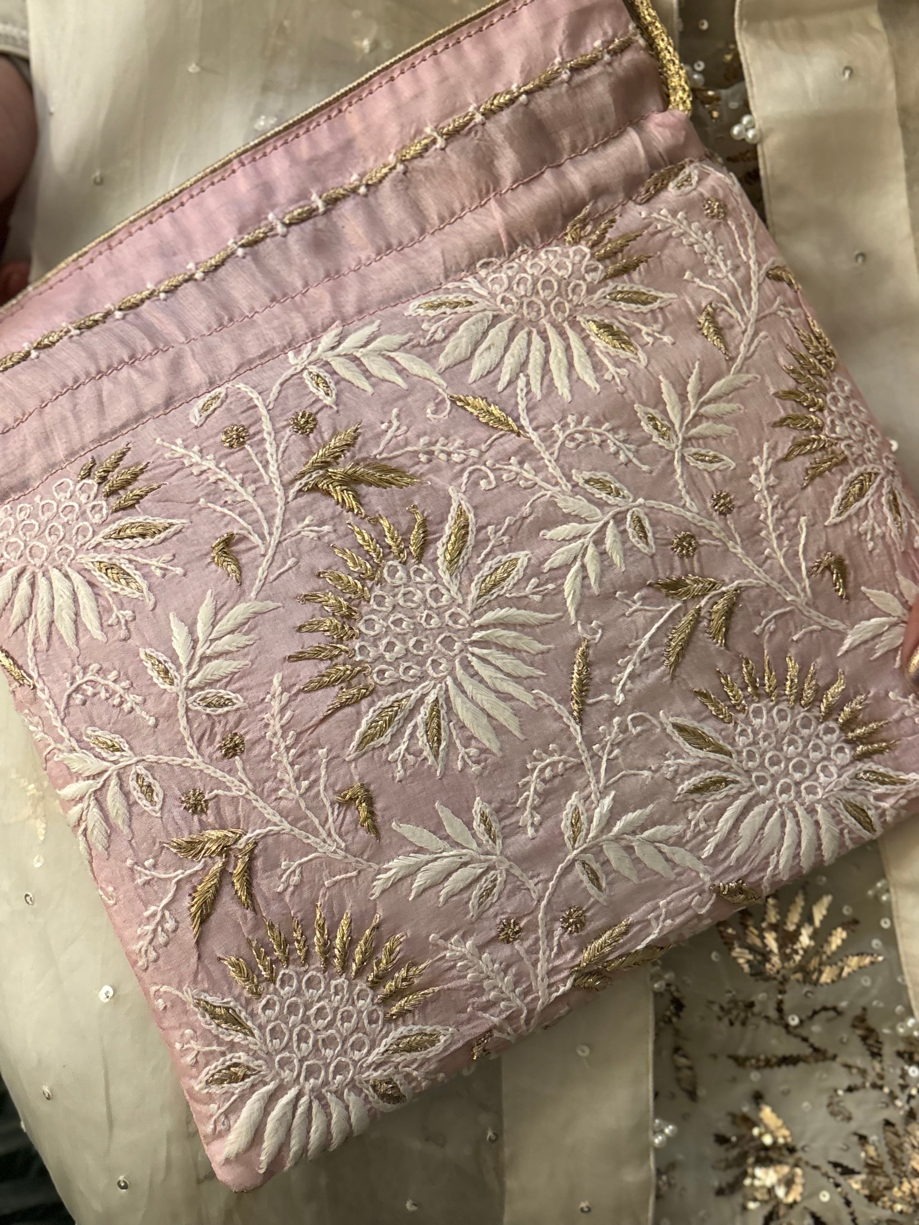 Lilac Chikankari Potli