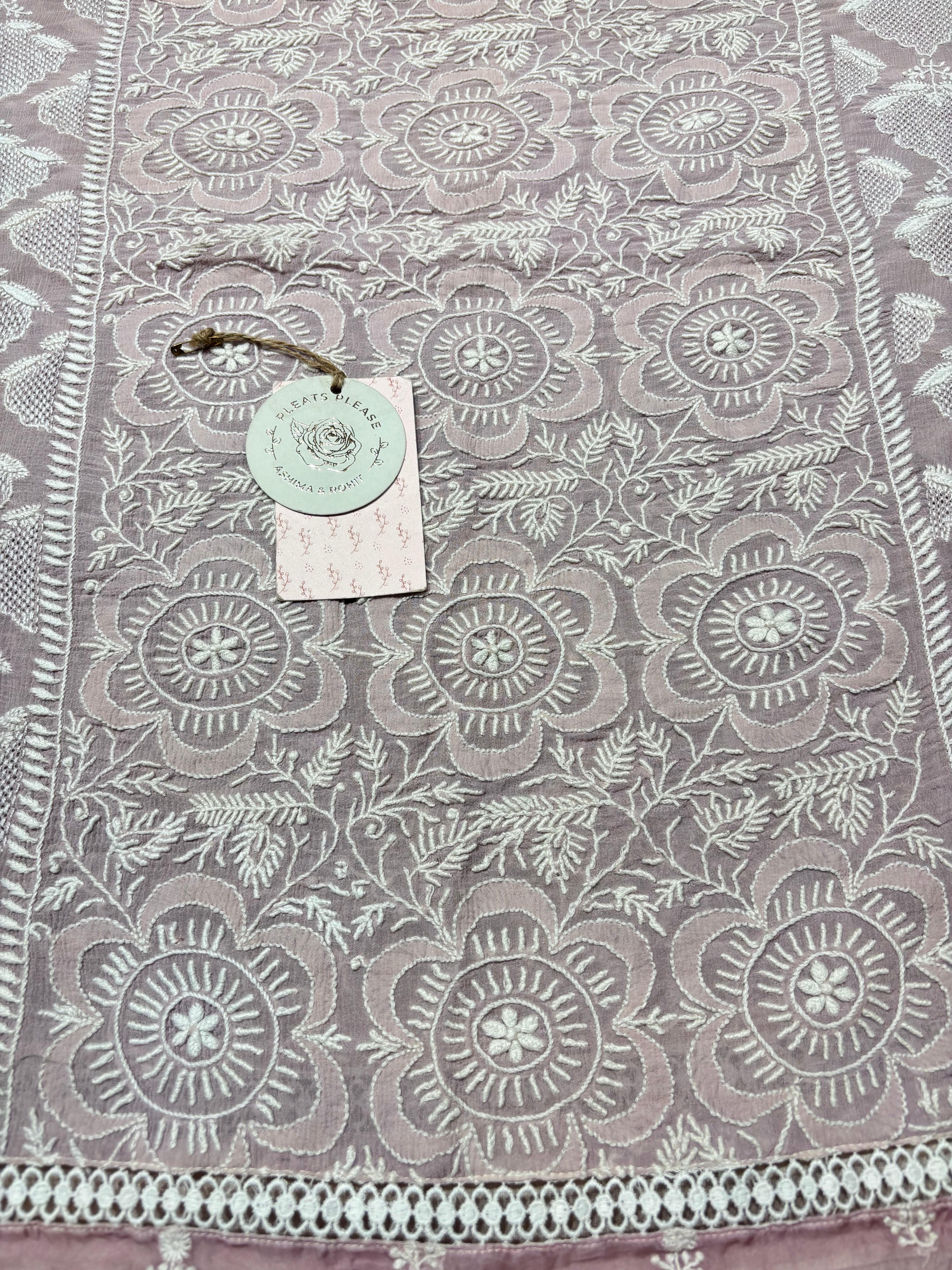 Lavender Latte Pure & Premium Georgette Chikankari Dupatta