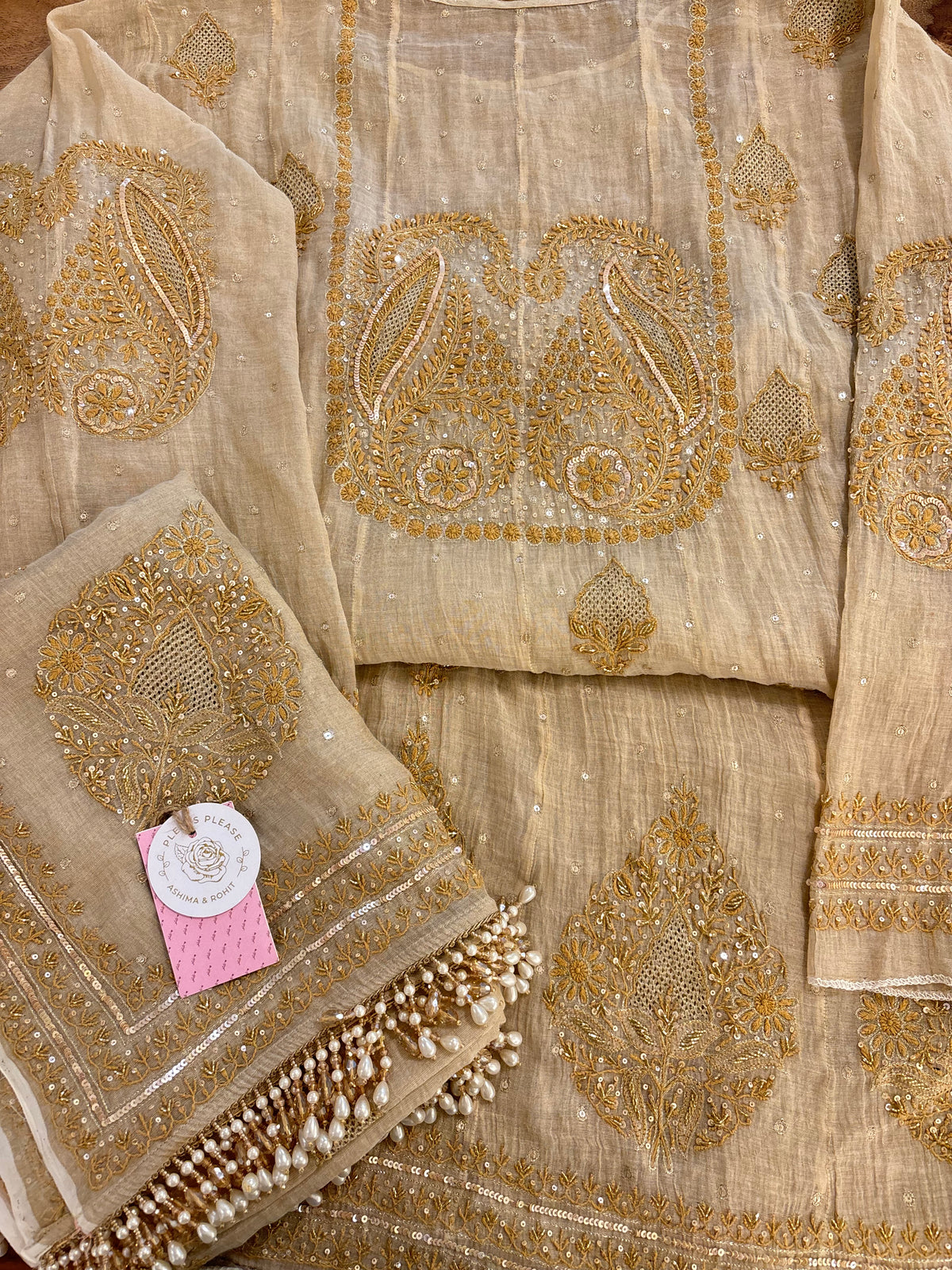 Dyeable Pure & Premium Tissue Jaal Chikankari Angrakha & Dupatta