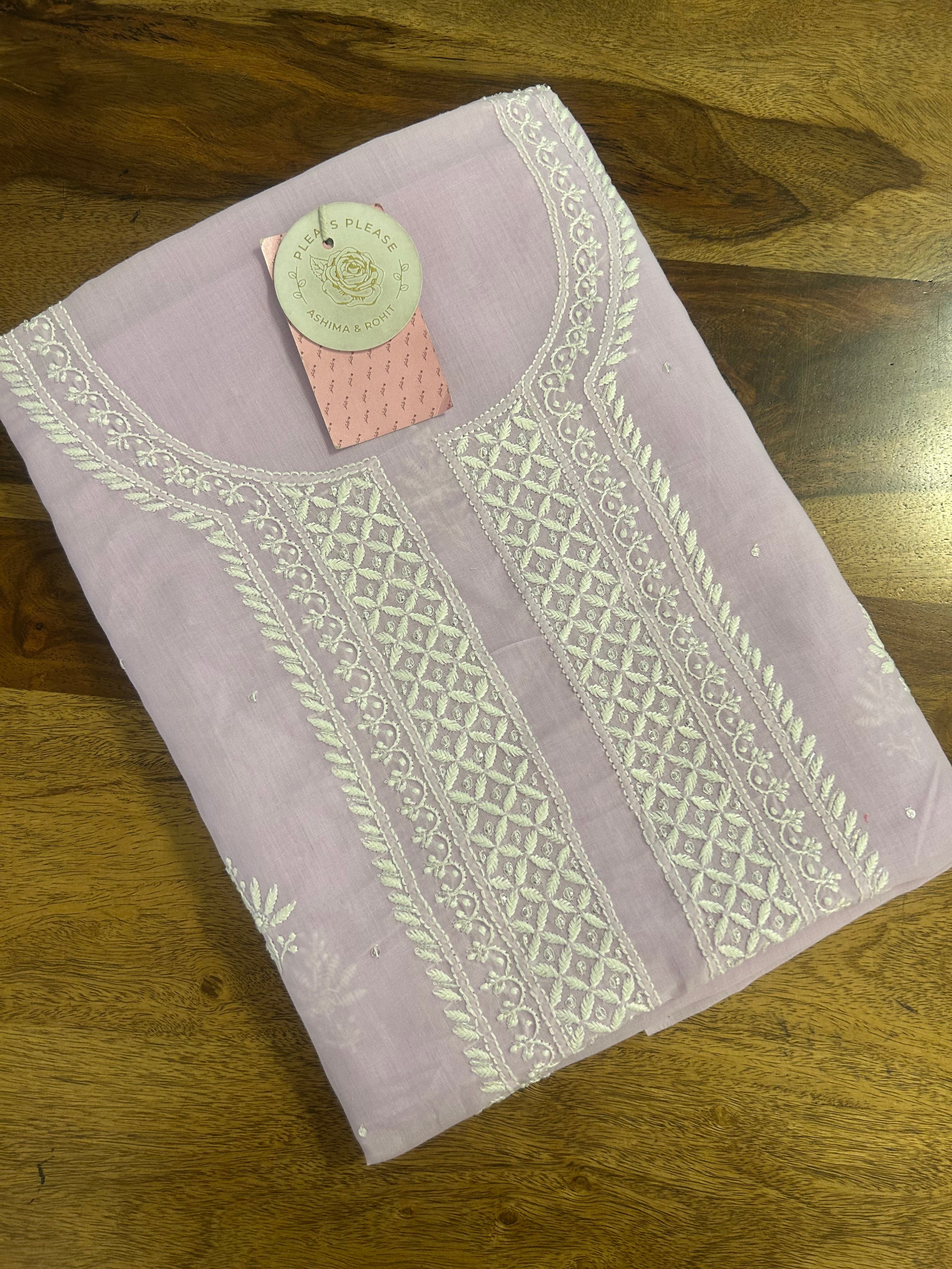 Lilac Mulmul Chikankari Kurta