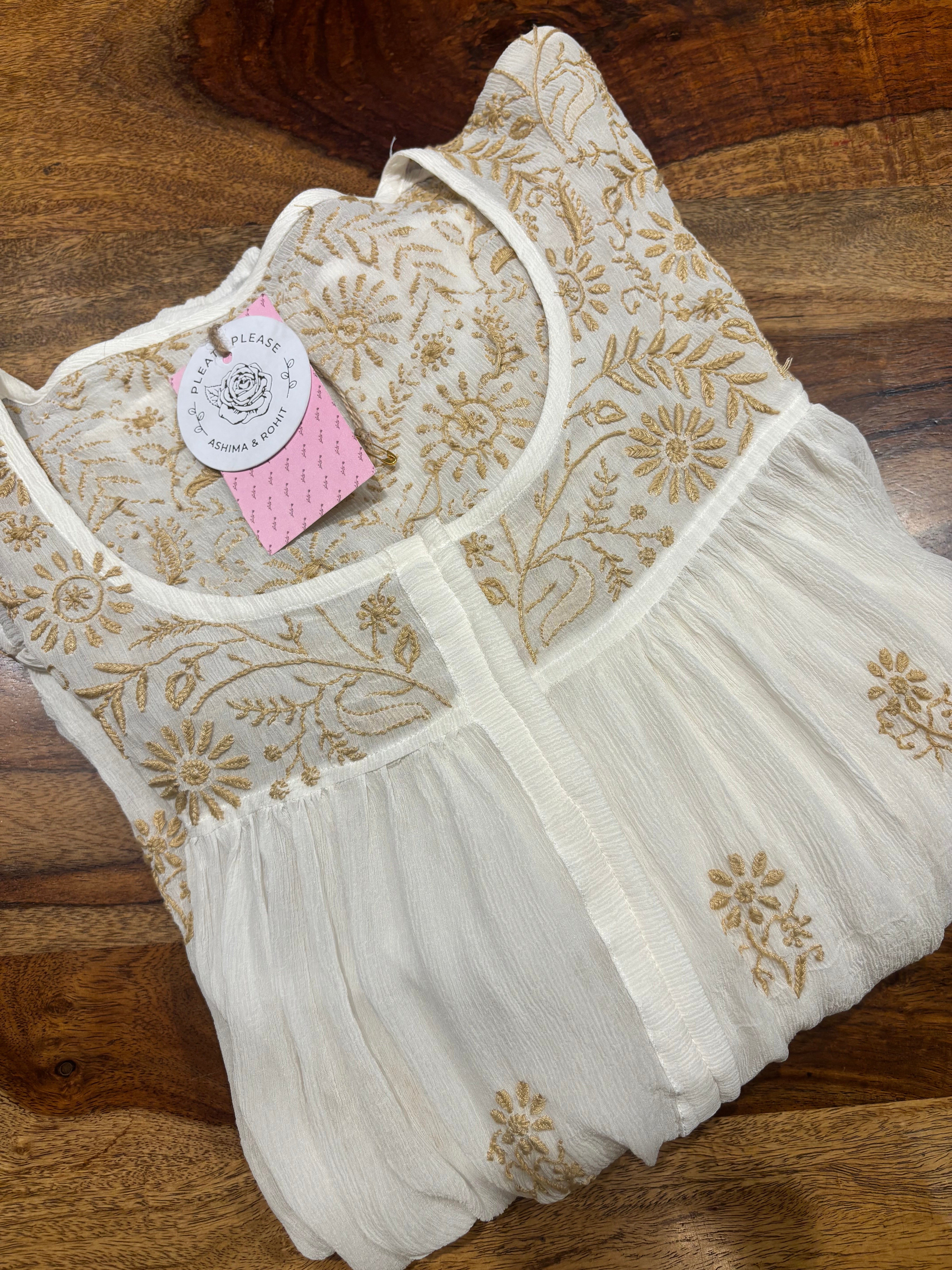 Dyeable Pure and Premium Chiffon Chikankari Top