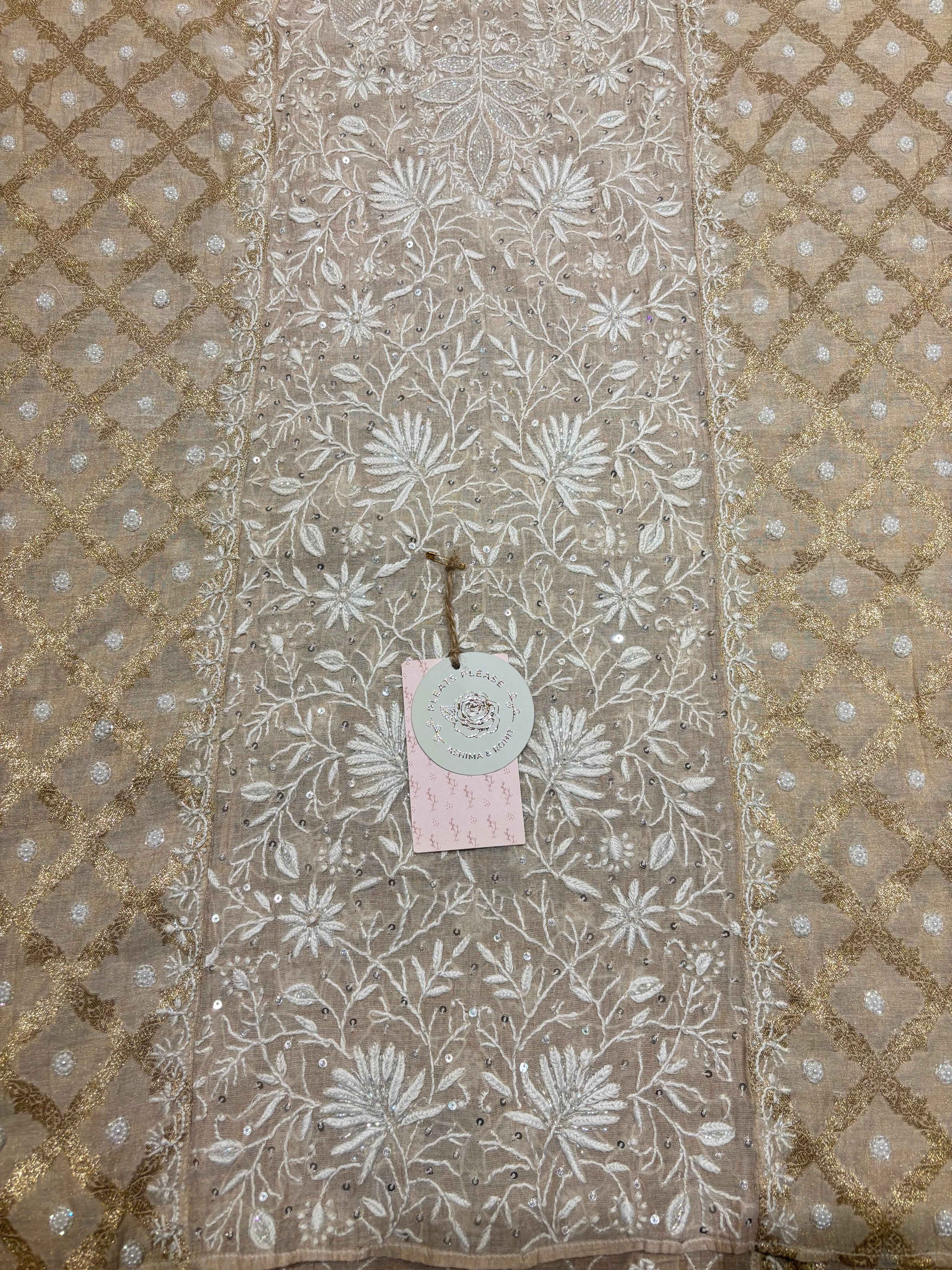 Natural Pure Tissue Chikankari Co-ord Set - Pleats PleaseChikankari