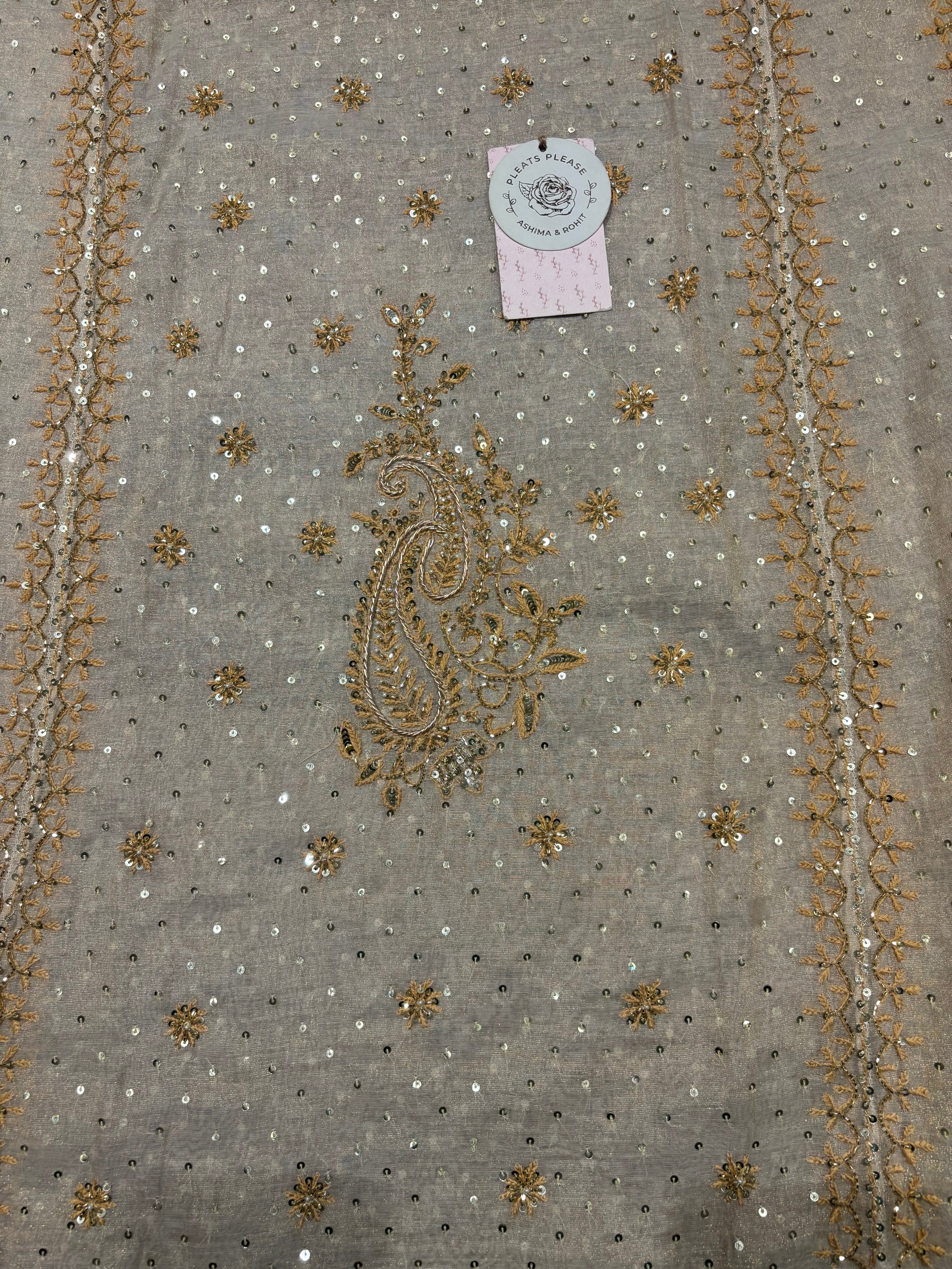 Dyeable Pure & Premium Tissue Chikankari A- Line Anarkali & Dupatta Set Pearl Neckline