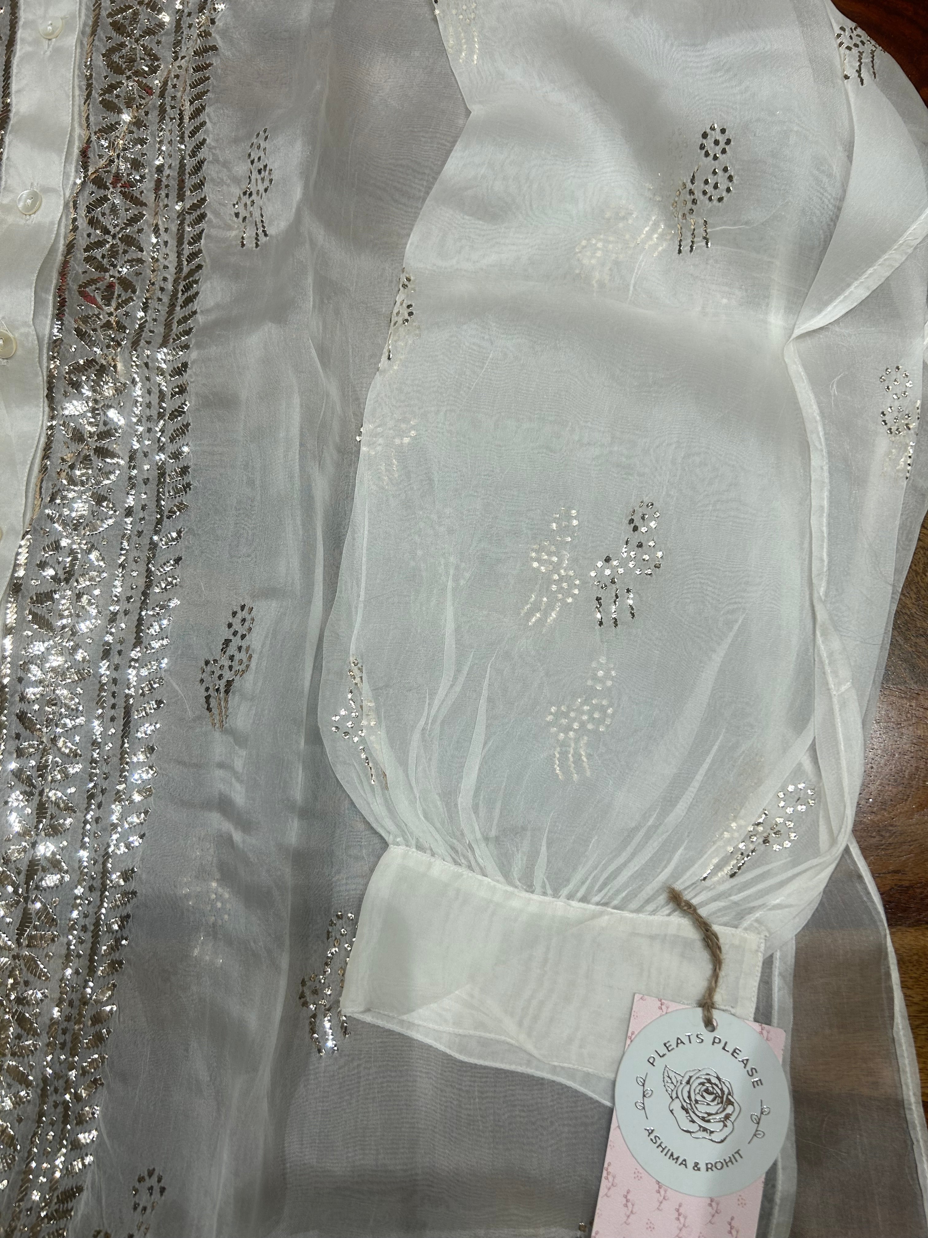 Dyeable Organza Mukaish Co-ord set
