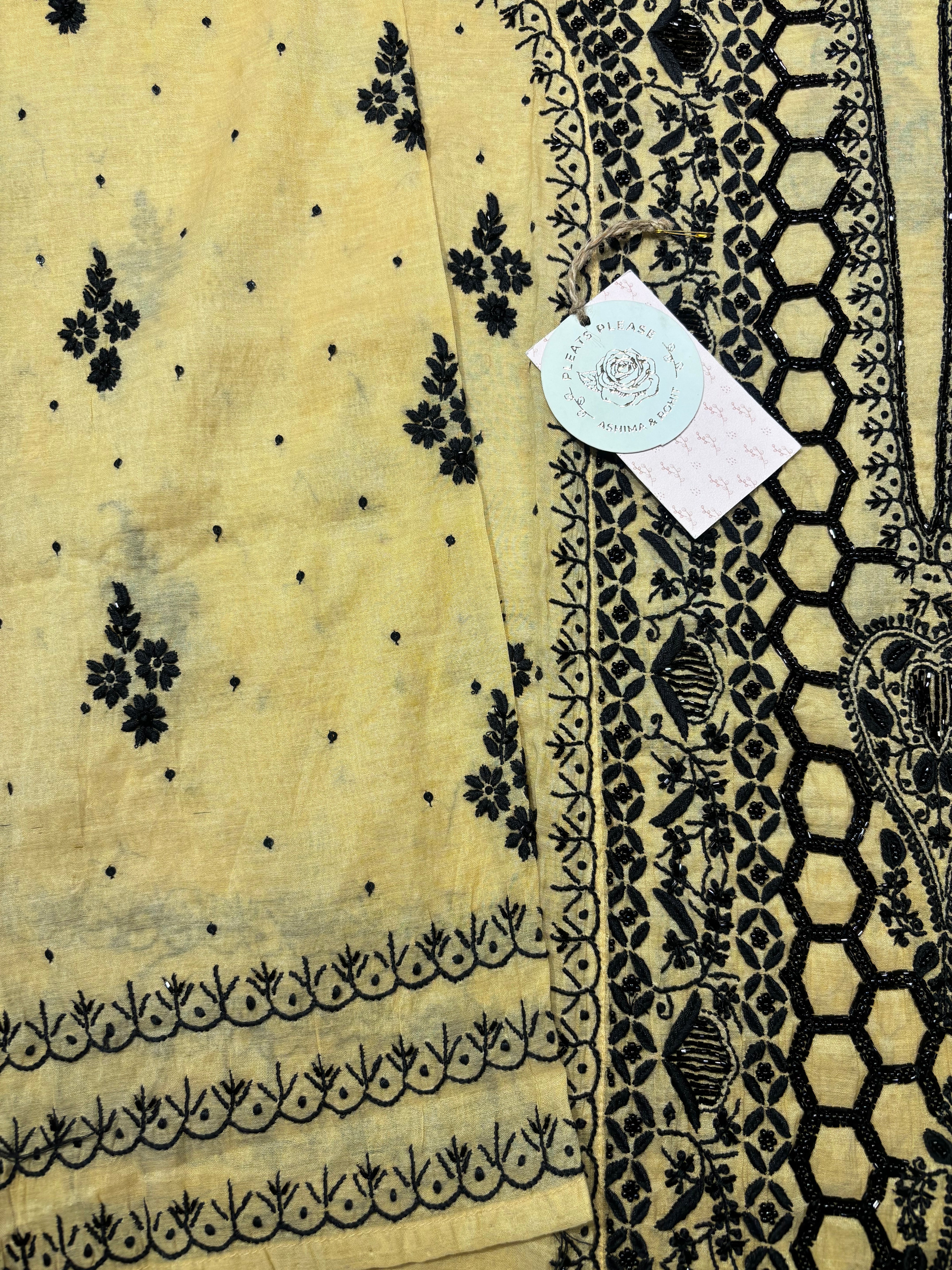 Beige Chanderi Mul Chikankari Kurta and Dupatta set