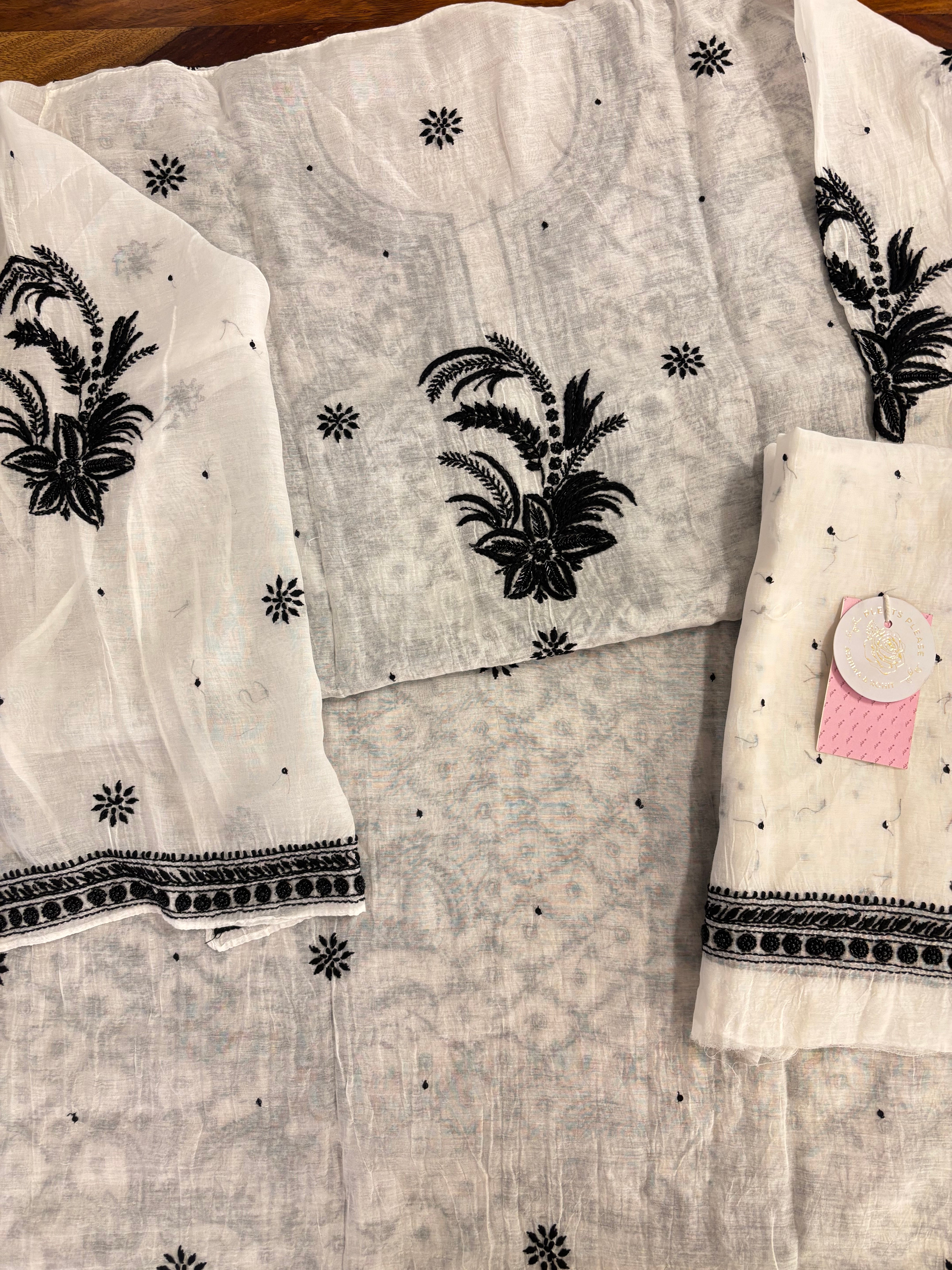 Dyeable Chanderi Chikankari Kurta & Dupatta