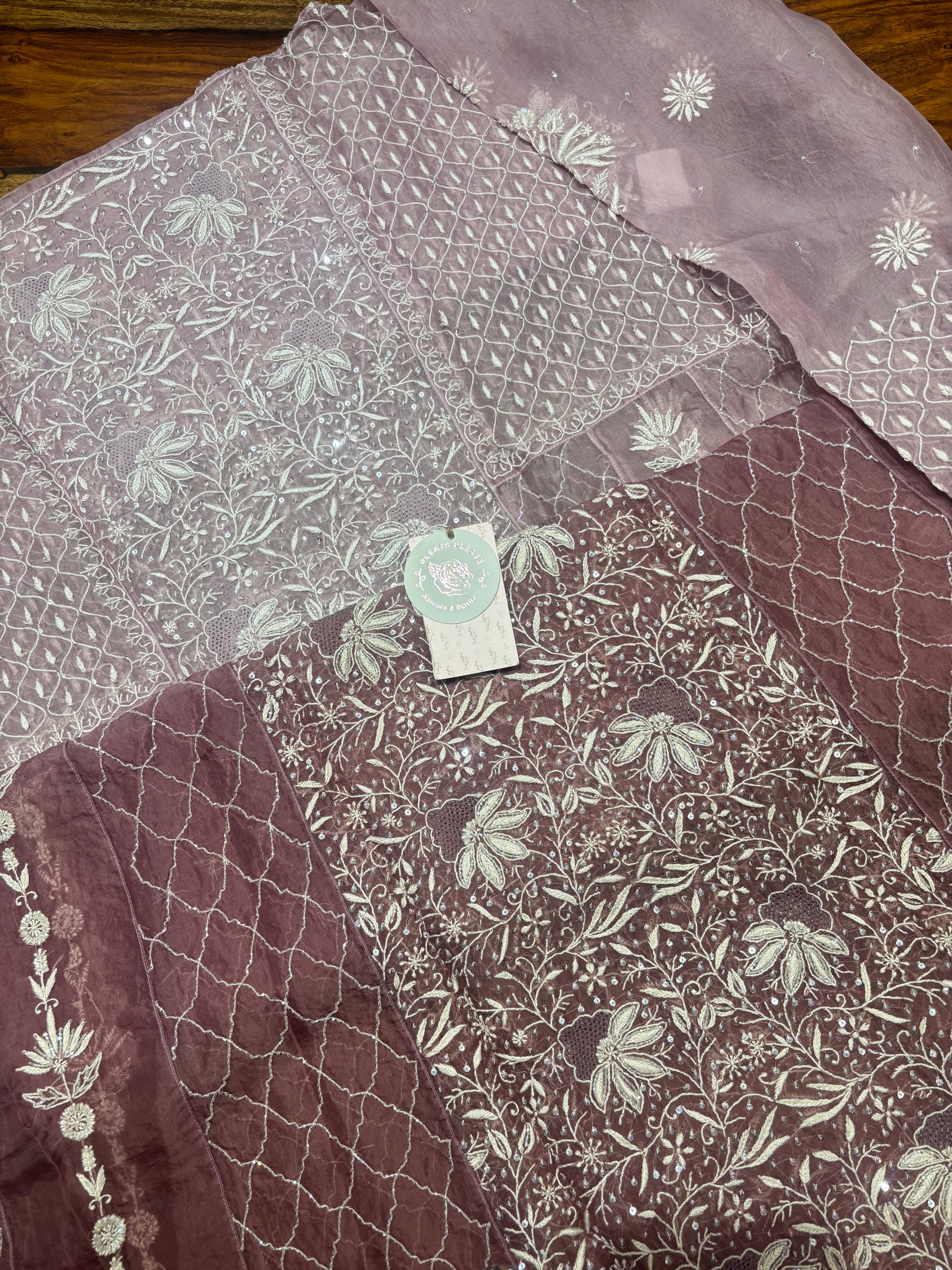 Garnet Ombre Pure & Premium Organza Anarkali & Dupatta Set